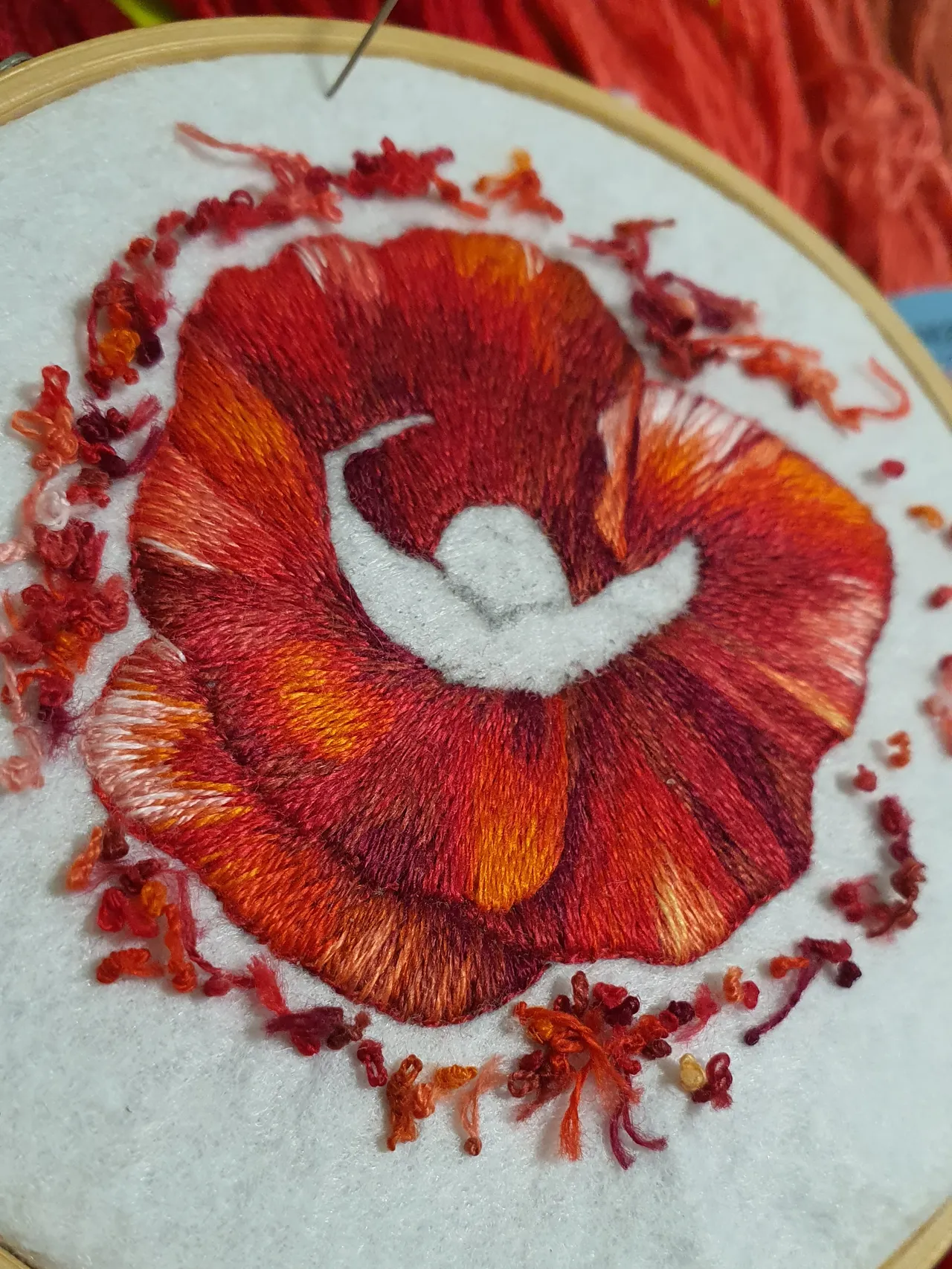 A couple of strokes of the magic needle and the embroidery will turn into a beautiful brooch.