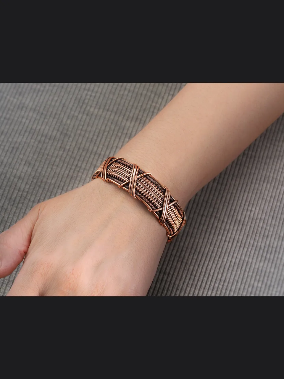 Wire wrapped bracelet, Unique 7th 22nd Anniversary gift idea, Art Nouveau antique style, One of kind braided statement bangle, Handmade oxidized pure copper jewelry, Pain relief, EMF protection

❂ The bracelet is made of pure copper wire. The copper is artificially aged with patination, which gives an antique look and makes the details of the bracelet more expressive. After patination, the bracelet was polished to a shine, which gives a beautiful aesthetic appearance to the bracelet. The bracelet is covered with a protective varnish to prevent darkening.
You will receive the exact bracelet you see in the photos.
The bracelet can be combined with any wardrobe and emphasize your uniqueness and style.
