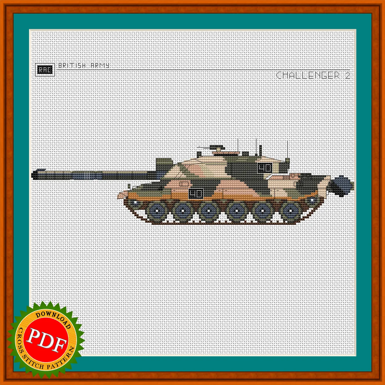 The Challenger 2 Cross Stitch Pattern is a must-have for any military or cross stitching enthusiast. This intricate pattern features the iconic Main Battle Tank Challenger 2, known for its advanced technology and impressive capabilities. With its sleek design and realistic detailing, this pattern is perfect for creating a unique piece of art to display in your home or gift to a fellow history buff. Made in the style of a British Tank Challenger 2 Chart, this pattern is sure to provide a challenging and rewarding stitching experience. Don't miss out on the opportunity to add this formidable tank to your cross stitching collection.

🔎 https://ballwool.com/products/68362