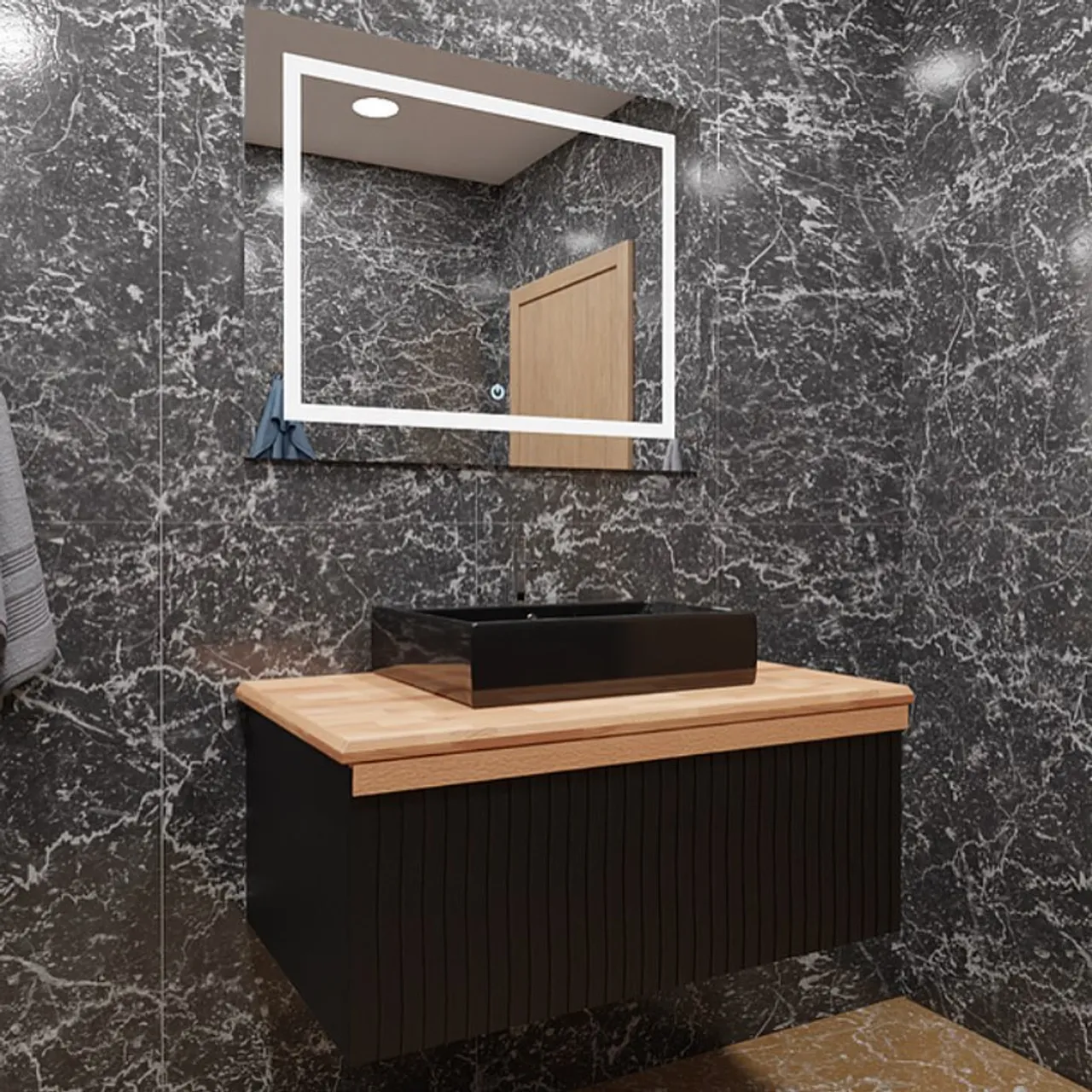 LED ışıklı aynalarımız ile banyonuza şık ve estetik bir görünüm kazandırabilirsiniz. #banyodekorasyonu #banyodolabı #banyodekorasyon