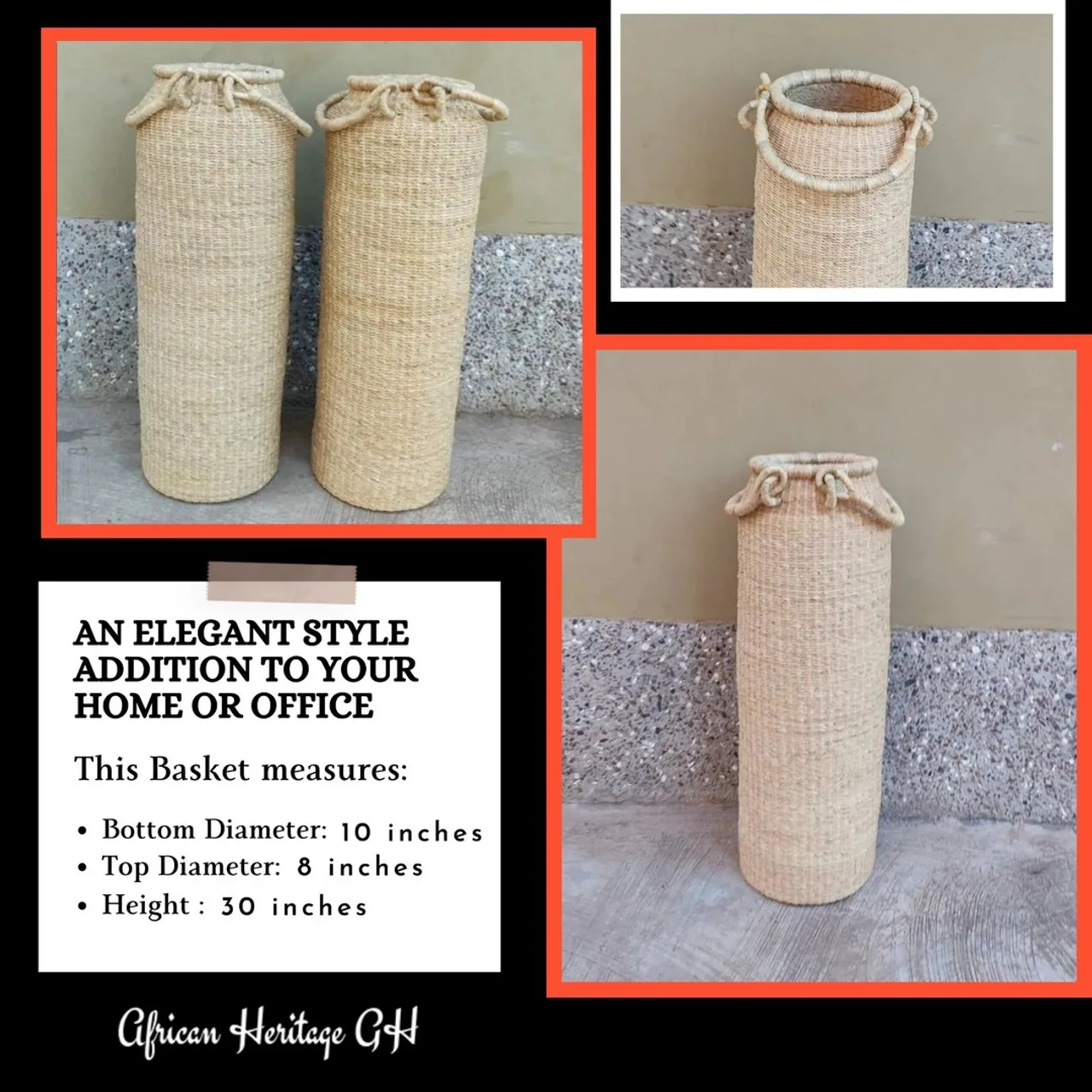 This Cylinder vase is great for decoration. Made of durable material for long-term use. It comes with a flat base, which ensures stability. Bring a touch of nature and greenery to any wall, doorway, or office space.
----
Shop Now: https://bit.ly/3E0vkI8
.
.
.
.
#africanheritage #cylindervase #plantbasket #tallvase #flowervase #floorvase #ghananaturalwovenbasket #bags #sheabutter #allnatural #naturalproducts #handmadeproducts #highquality #bestcustomerservice #unique #safechoice #smartchoice #greatgifts #greatqualityproducts #competitiveprices