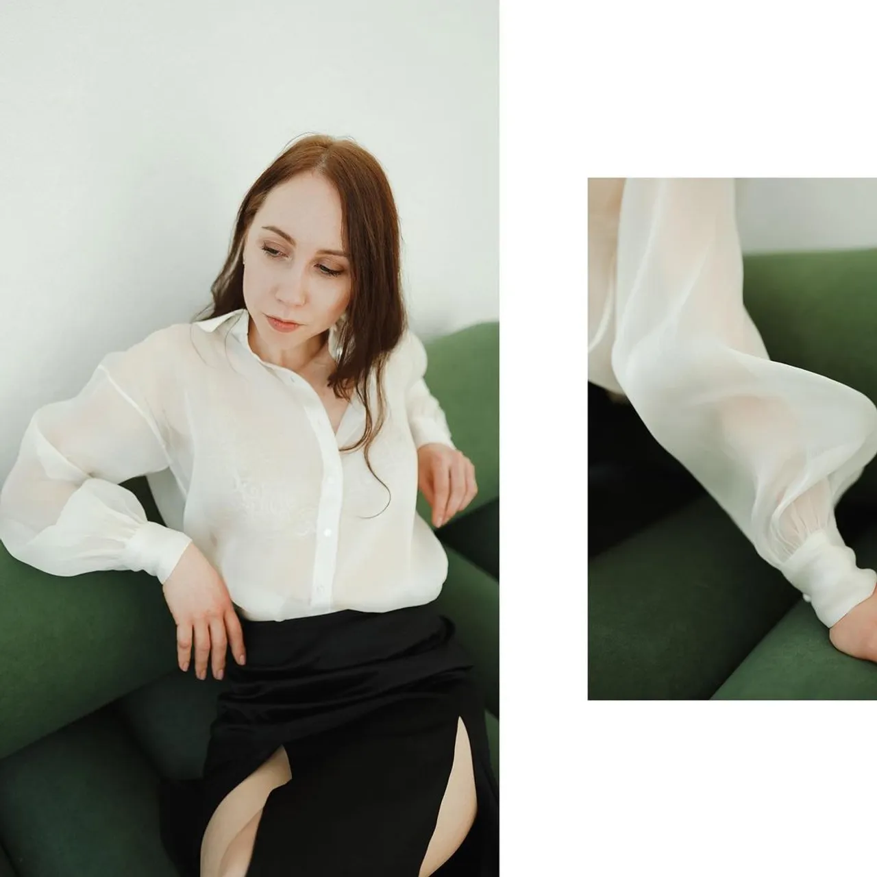The most tenderness silk blouse in ivory color
