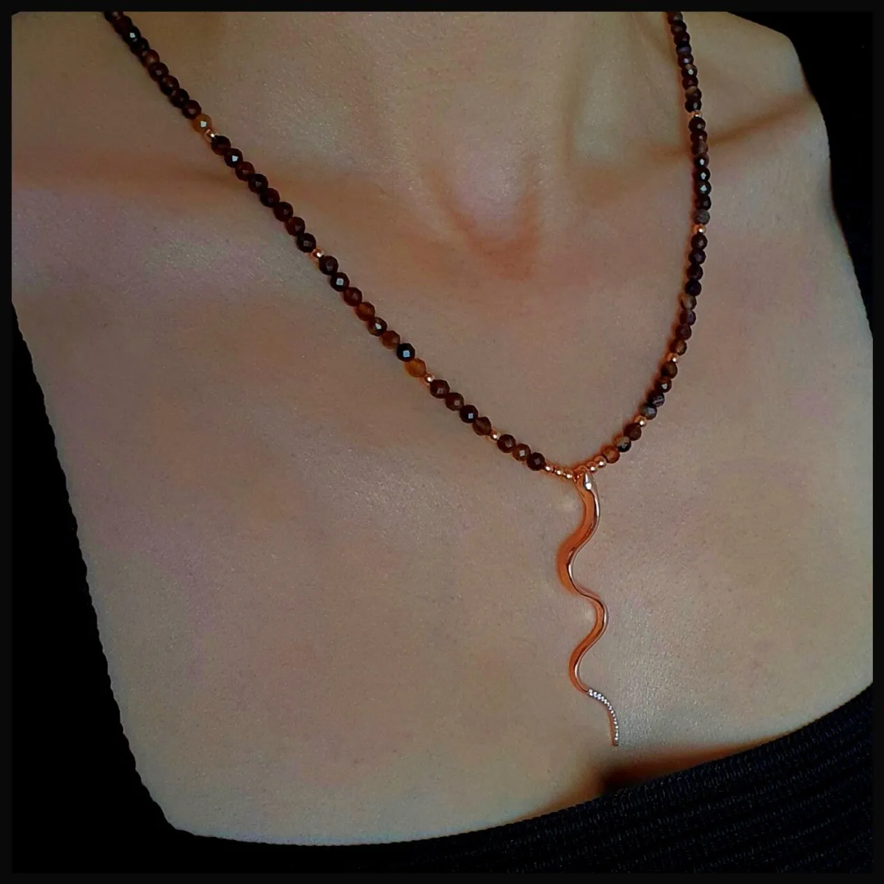 ROSE GOLD SILVER SNAKE NECKLACE WITH AGATE STONE
Handmade Natural Gemstone Jewelry

All our design prepares according to your given size with love.

Please visit our esty shop for order;
https://www.etsy.com/shop/SevenArtJewelry

#etsy #handmadejewelry #sevenartjewelry #etsysuccess #etsyshop #etsymarket #uniquedesign #qualityworkmanship #qualitystone #snake#snakenecklace #rosegoldnecklace #silversnakenecklace #snakecharm #agatenecklace @sevenartjewelry