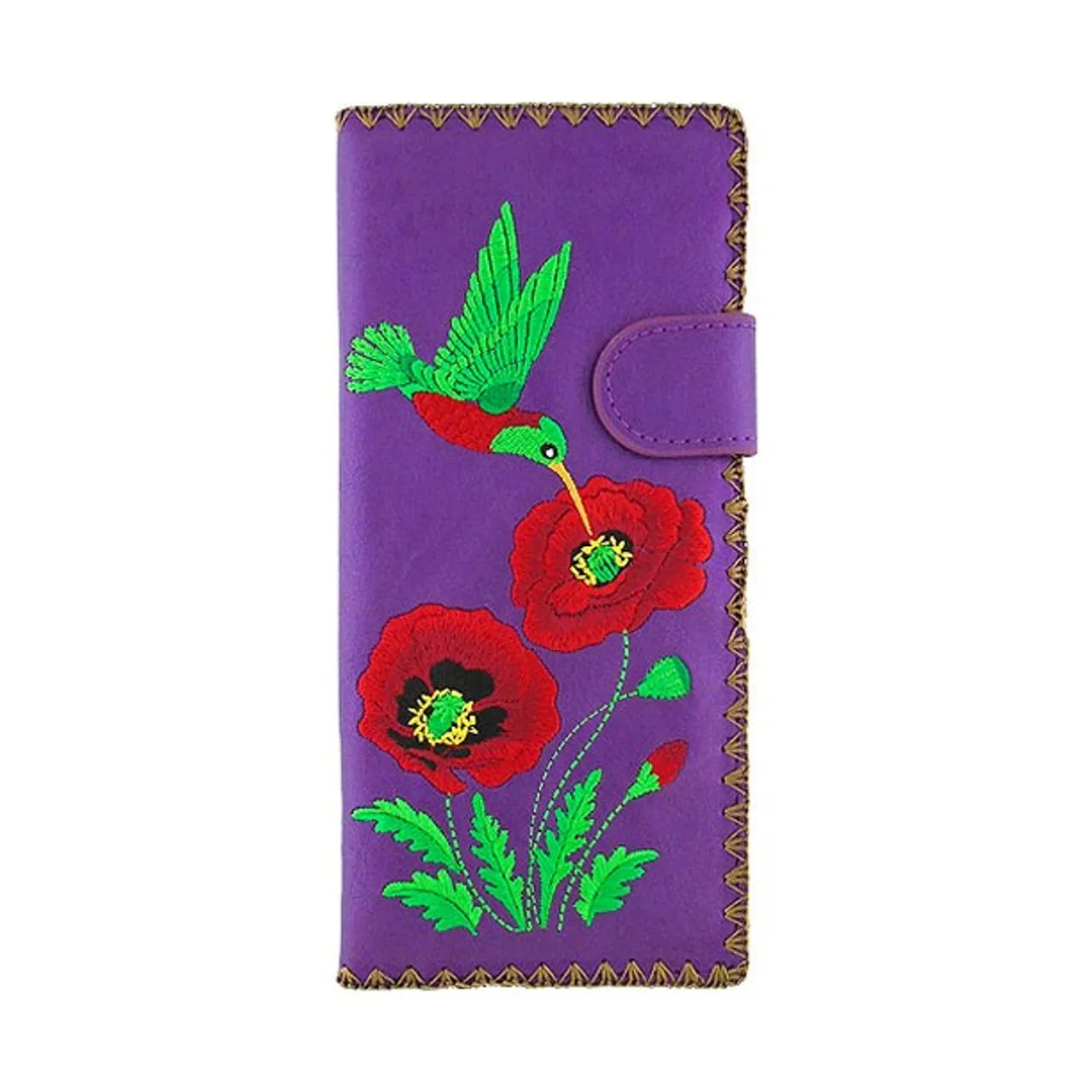 From Elma collection for #holiday season 2022 designed by #vegan brand @LAVISHY, this large flat wallet features delightful #hummingbird & #poppy #flower #embroidery motif with #bohemian vibe inspired by a #Ukrainian painting. Made with Eco-friendly vegan materials that are toxic-free, recyclable and biodegradable. It's great for everyday use, also makes a charming #gift idea for family & friends especially for those who celebrate #Ukraine & Ukrainian culture or just love #bird & #flower.
