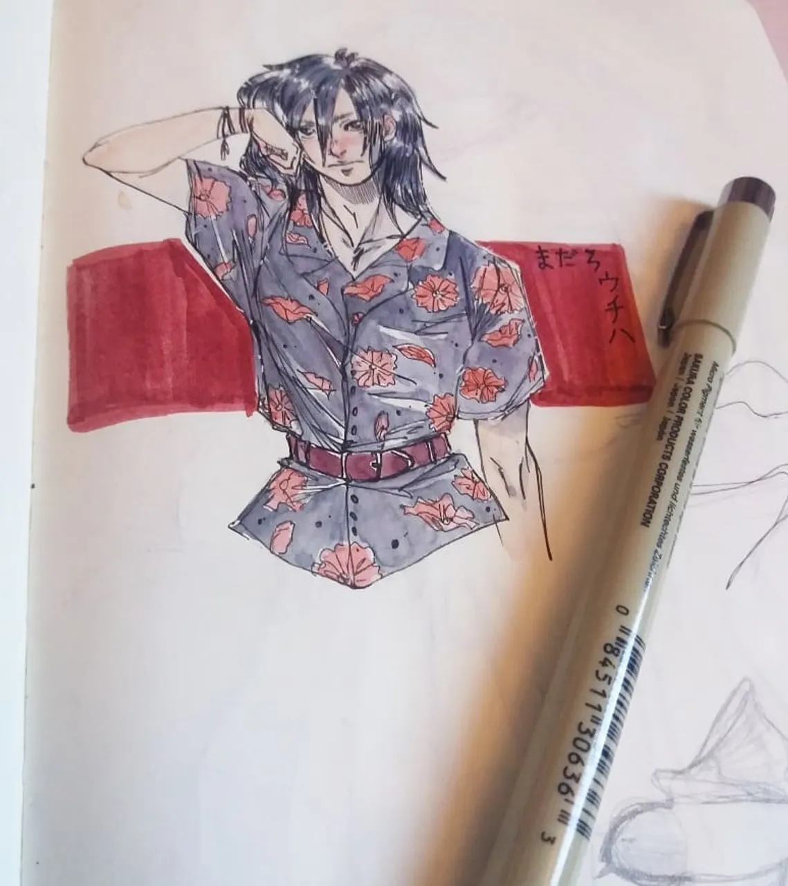 [Sketch]
Madara's bad fashion choices.
Admittedly it looked worse in my head 🤔 Still remindes me of an 80's style xD

I'm planning to use a different sketchbook for all my Naruto- and Comic-stuff bc this here will go with my portfolio and I really don't want to give my boys away q///q' 
But I haven't chosen one yet .w.

#meiran_illustration #watercolor #aquarell #illustration #illustrator #zeichnung #deutscheillustratoren #deutschezeichner #germanmangaka #mangaart #deutschemangaka #semirealism #zeichner #イラスト #イラストレーター #水画 #美少年 #bishounen #madarauchiha #naruto #uchihamadara #sketch #sketchbook