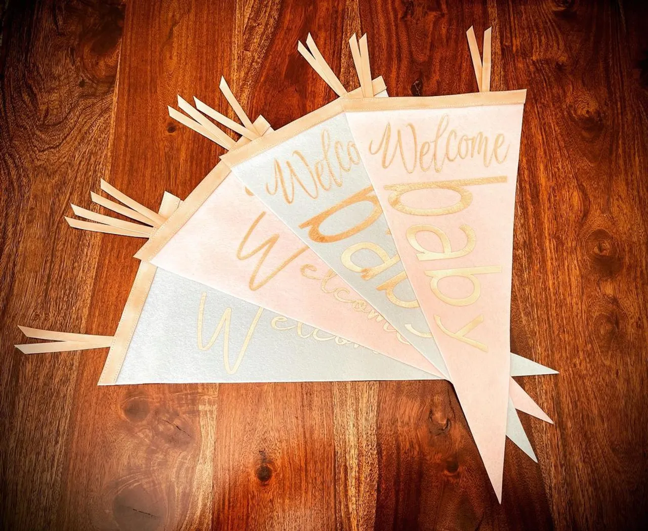 New baby line only at SUEDE KLOTH! Check out our customizable wool and leather baby pennants. Overlayed with gold lettering. Welcome your new little one with only the best American made home decor! Ask about other color options. Link in bio. 

#baby #babyshower #babyshowerideas #boy #girl #boymom #homedecor #home #nursery #motherhood #mother #grandma #sleep #welcome #sweetbaby #pennant