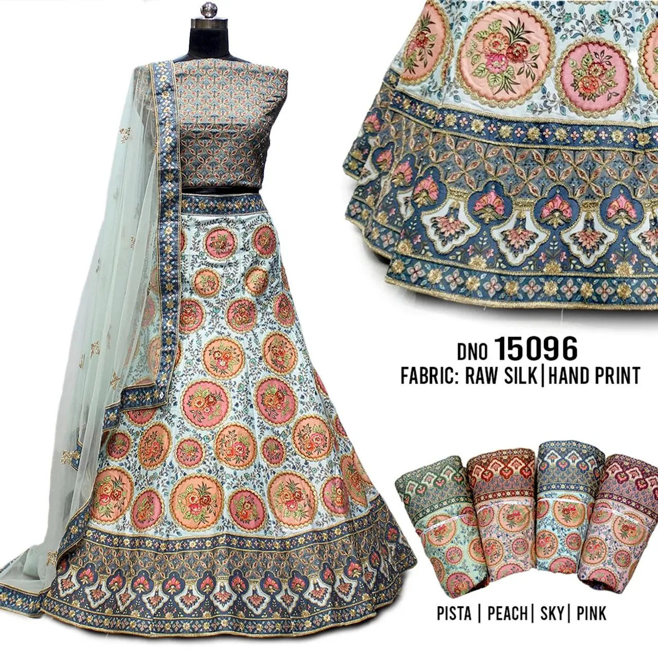 #lehengacholi #lehengadesign #lehengacollection #weddinglehenga #receptionlehenga #engagementlehenga #bridesmaidlehenga #girlishlehenga #rawsilklehenga #handprinted #bluerawsilklehenga