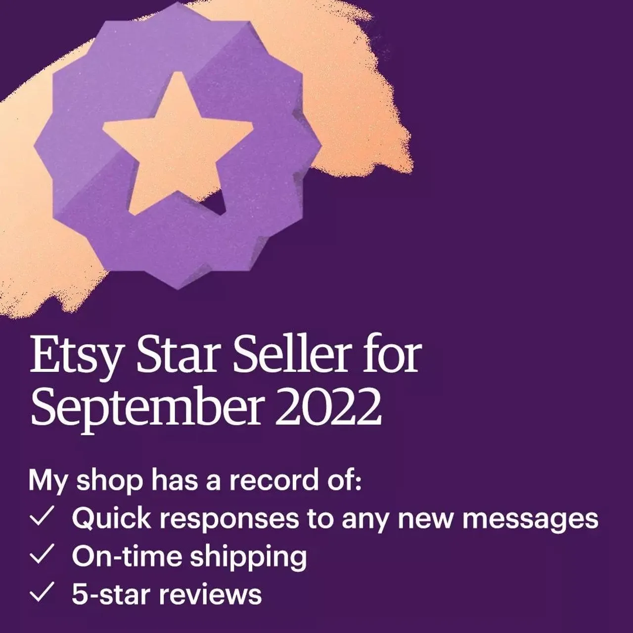 I’m a Star Seller on Etsy this month! That means you can purchase from my Etsy shop knowing I have a record of providing an excellent customer experience. #EtsyStarSeller https://etsy.me/3cLNDXR