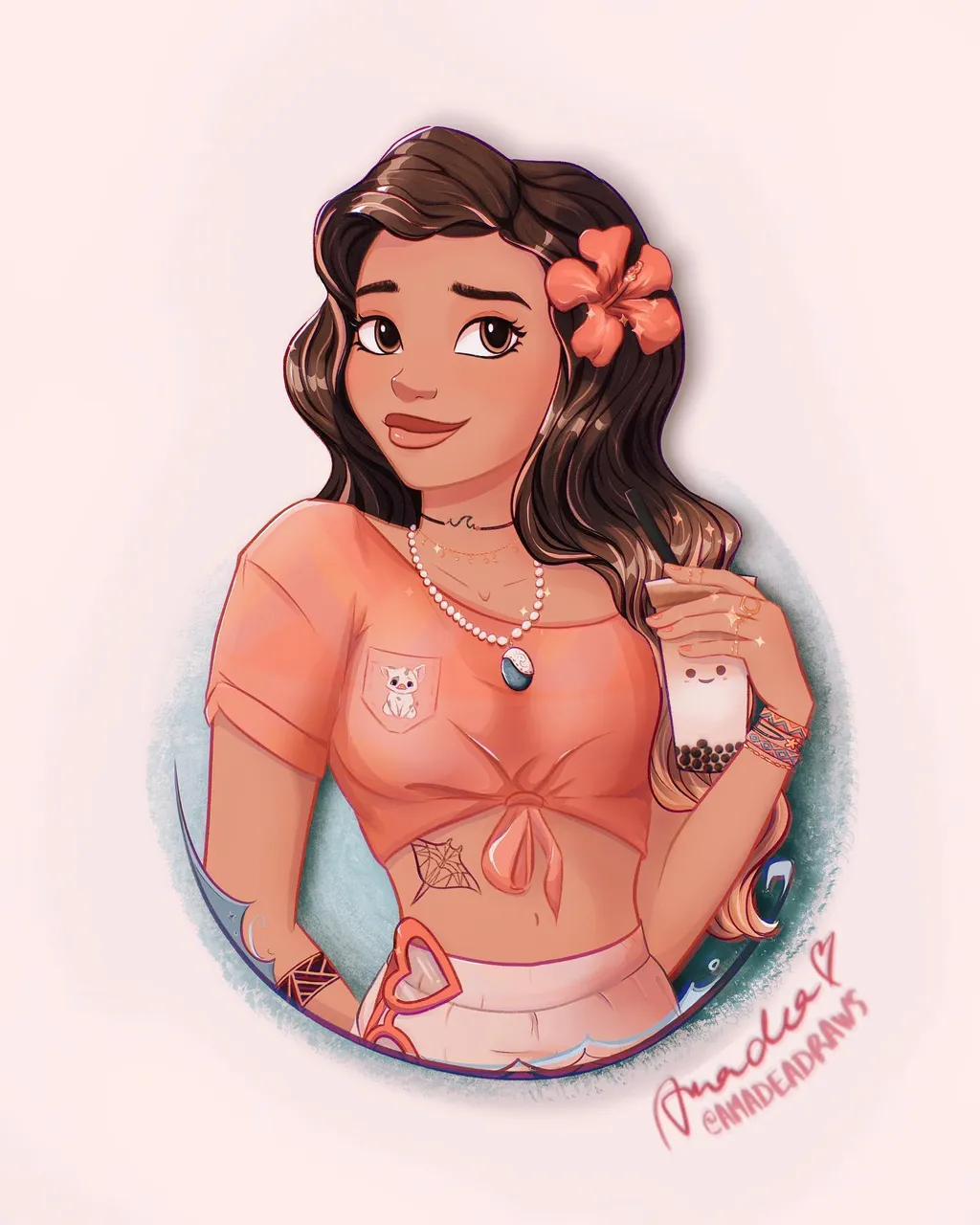 🧋✨Moana with a Boba Iced Cold Brew Latte ♥️Let me know if you have any suggestions for who should be next! 👏🏼 Collection will be available in my shop soon as stickers and prints😍
.
Moana was so much fun to design and especially hearing all of you guises suggestions on my story meant the world and were super helpful . 🤗 Big hugs for all your help! 
.
You voted for Pua 🐷to be on her shirt rather then Hei hei 🐔, the manta ray tattoo, the pattern on her shirt, sunglasses on her pants were all your ideas and I am obsessed how it all worked out thanks to you 🥰💞 Watch out for more polls on the next Princess 👑 
.
Now I am just craving some bubble tea coffee 🤣 Do you feel me? 💓😅
.
Happy Monday guys!✨🧋🥰
.
.
.
.
.
.
.
.
.
.
.

#moanaparty #draweveryday #drawingchallenge #moanadisney #artcommunity #artistsupport #drawinyourstyle #disneyart #artistsupportingartists #moana #dtiyschallenge #disneyprincesses #artistsupport #artistsupportingartist #digitalart #digitalartworks #loungefly #disneyworld #disneyland #artistsoninstagram #disneyfan #drawingcontest #instaart #instaartist #artcommissions #artistsupportartists #artistcommunity @disney_girl_forever12 @disneywordmylove @disney.arts @disneyfans_1 @thedisneyprincesses @your_art_supporter #loungefly #loungeflydisney #worldprincessweek #ultimateprincesscelebration
