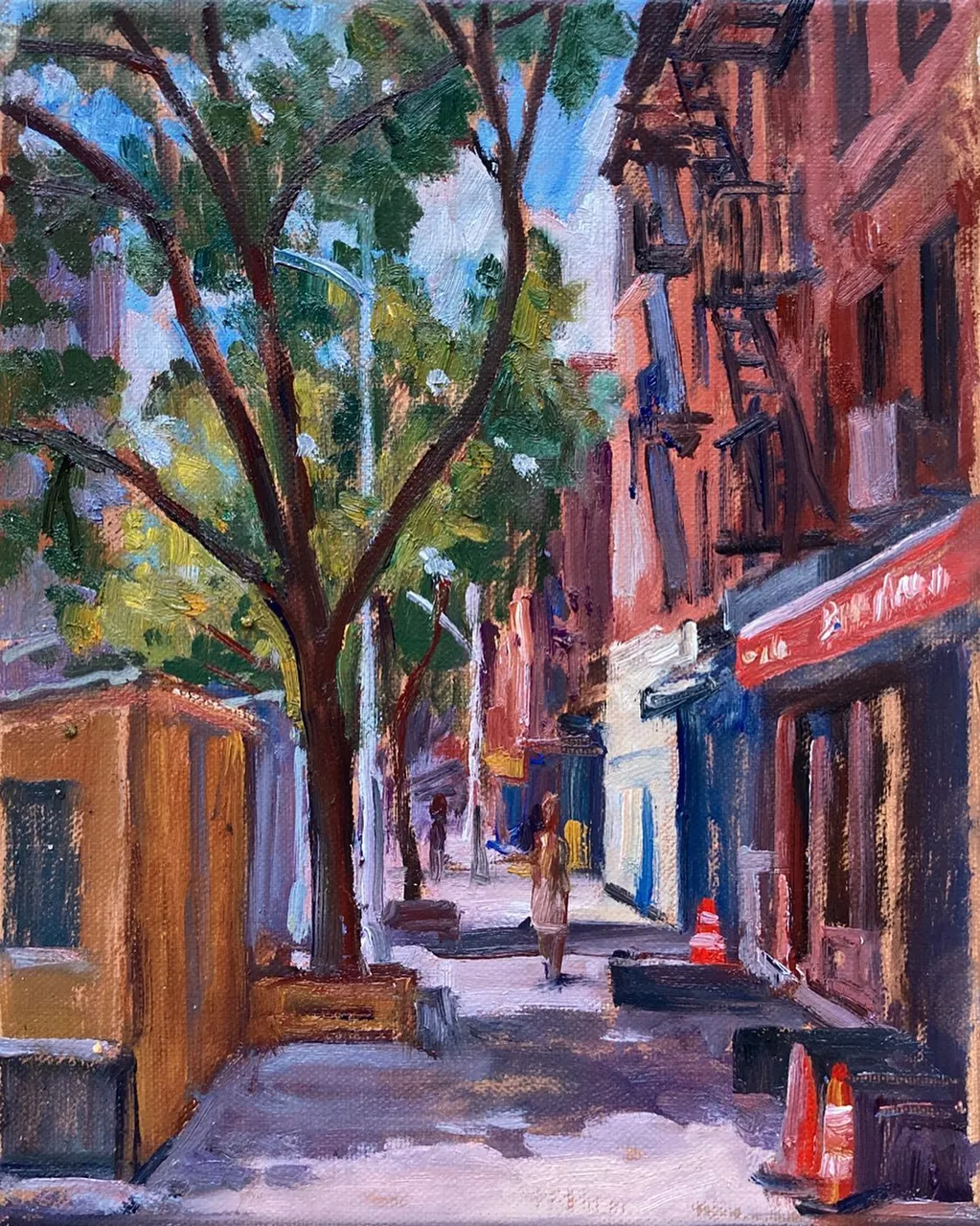 Today on East 6th street, a little 8x10 sketch. Oil on linen #paintingsoftheeastvillage #eastvillagepaintings #eastvillagepainter #eastvillageart #paintingsofnyc