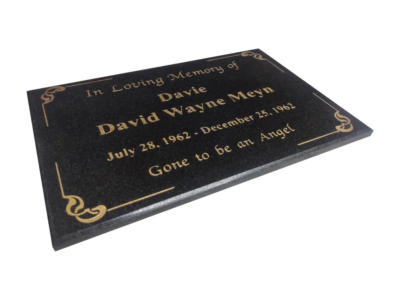 #inlovingmemory #gonetobeanangel #memorial #grave #plaque #headstone #golden #black #granite