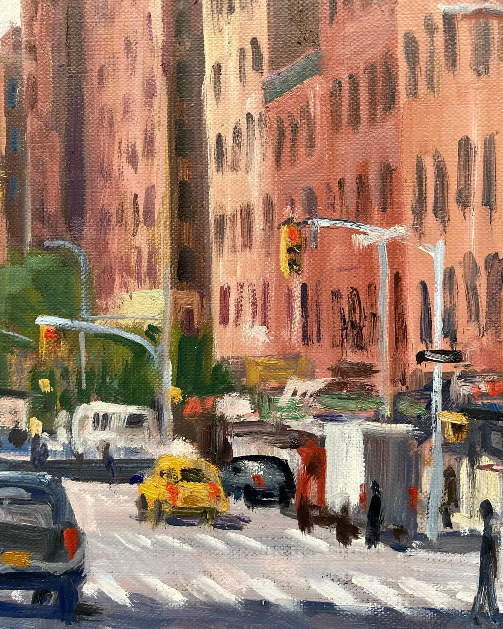 I’d meant to include these details and video from yesterday’s painting spot, which was literally in the road. Dangerous work this! #cityscapepainting #cityscapepainter #newyorkcityscapes #paintingnyc #pleinaircityscapes #pleinaircityscapepainting