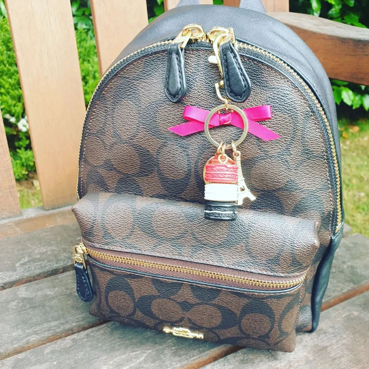 Another summer day. Feeling very lucky here in Edinburgh. I have attached the @maisonladuree @ladureeuk and LBH insert is making the bag interior less dark. I have tries to organise ifnfor this photo, but it is normally a mess. Anyone else loving backpacks recently? #coach #coachbackpack #coachcharlie #laduree #backpack #lvaddict #bagorganizer #bagorganiser #madeinuk