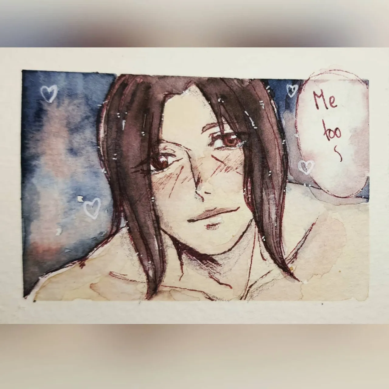 [Oath]
Made this as a Valentine's gift for my girlfriend, based on a fanfiction of hers 💕
(Where Madara and Itachi reincarnate a bunch of times before being able to have a proper relationship.)
.
This was all comfort-zone tbh. It gave me the urge to draw more soft comics.
I have to finish one commission and two designs, but I will return to my kinky stuff afterwards .w.
.
#shounenai
#madaita #madarauchiha #itachiuchiha #yaoiart #yaoiartwork #yaoiartist #naruto #watercolor #aquarell #yaoikünstler #deutschmangazeichner #deutschekünstler #fujoshi #fudanshi #イラスト #腐女子#腐男子 #やおい