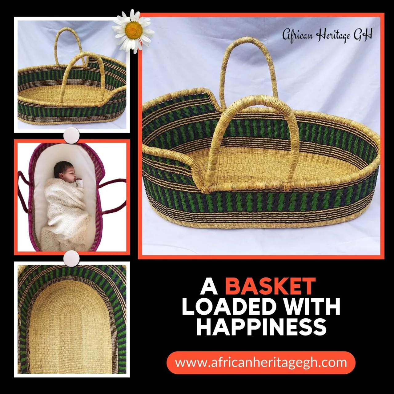 Our Moses basket is the perfect gift for Baby showers, and they can be easily fitted with a mattress. Custom baby basket is also easy to transport from room to room. 
-----
Shop Now: https://africanheritagegh.com/products/african-moses-basket-baby-basket-baby-moses-basket-baby-bassinet-wicker-bassinet-moses-bassinet-baby-bedding-bed-frame
.
.
.
.
#africanheritage #africanmosesbasket #babybasket #babymosesbasket  #homeofquality #africanbasket #bags #sheabutter #allnatural #naturalproducts #handmadeproducts #highquality #bestcustomerservice #unique #safechoice #smartchoice #greatgifts #greatqualityproducts #competitiveprices