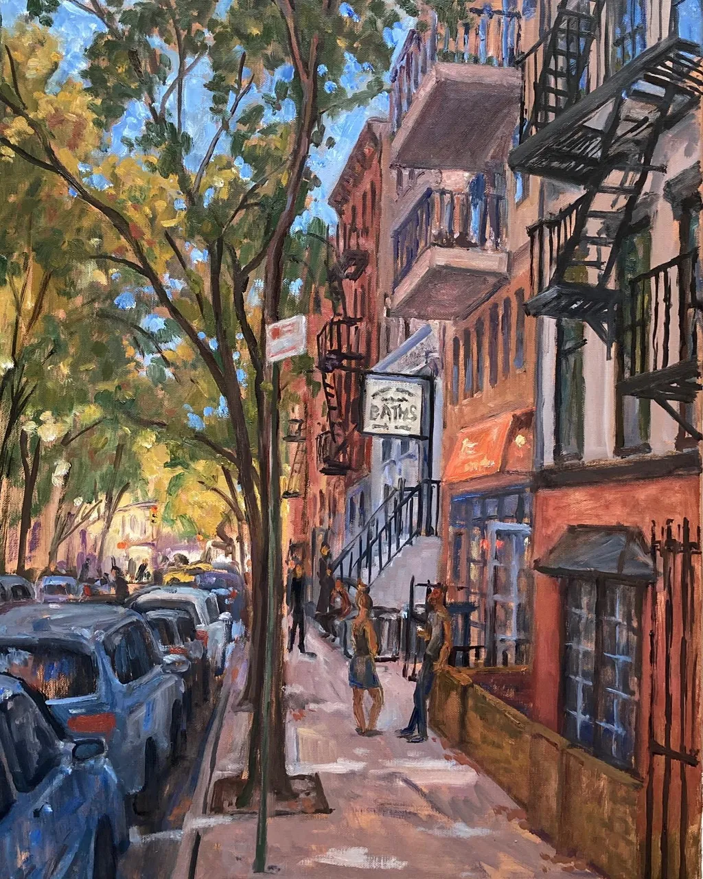 Here’s my latest effort at my E 10th street commission, painted Thursday and Friday. My struggle has been to feature the clients old building building (on the right) and the Russian Baths,  and have the light and everything else come together. Happy to report that both the painter and client are pleased with this one. Will I continue to paint on this block? Most definitely. 18x24 oil on linen #autumninnyc #paintingsoftheeastvillage #paintingsofnewyorkcity #e10thstnyc #russianandturkishbaths #pleinaircityscapepainting #newyorkcityscapepaintings #newyorkcityscapepainter #eastvillagepaintings #eastvillagepainter #eastvillageartist #newyorkpaintings #nycpaintings #nyctenements #pleinairpainting