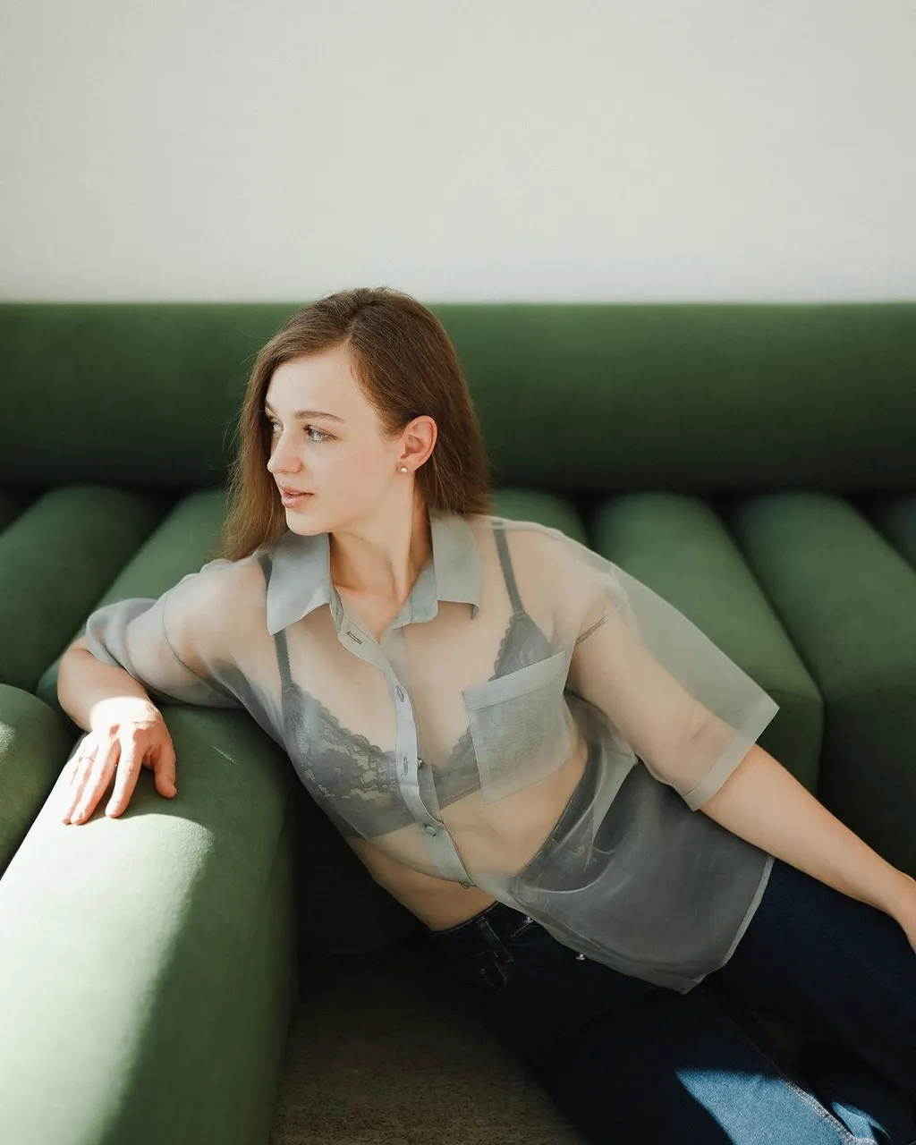 Silk blouse with short sleeves