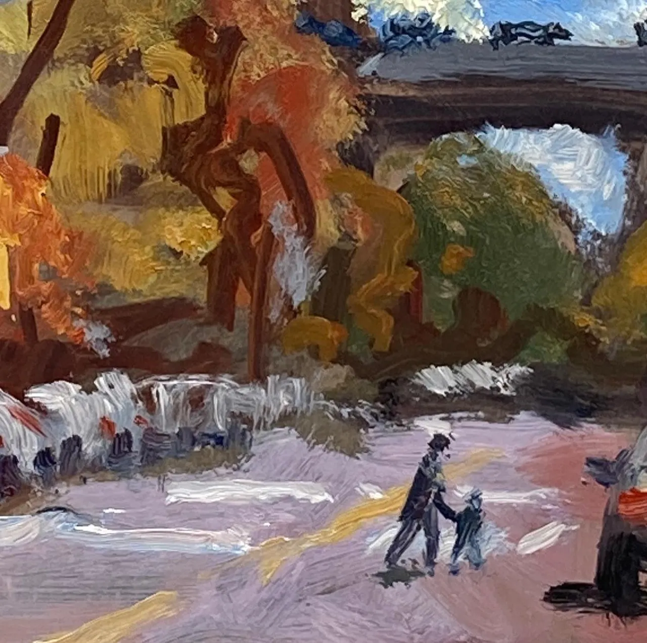 Bright end of autumn skies on the Lower East Side, looking down Columbia Street toward the Williamsburg Bridge. 8x8 oil on panel #pleinaircityscapes #pleinairnyc #lowereastsideart #nycimpressionist #paintingfrommycar #avenued #paintingsofthelowereastside #pleinairpainter #newyorkcityscape