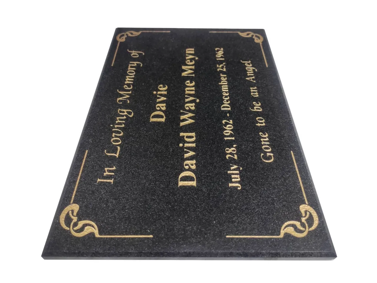 #inlovingmemory #gonetobeanangel #memorial #grave #plaque #headstone #golden #black #granite