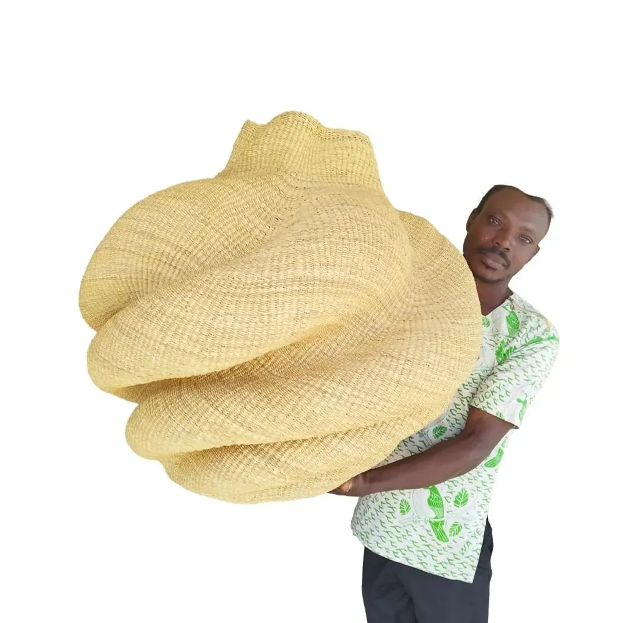 A modern Eco-friendly African Basket designed to enhance any living space. This Handmade home decor, Large Woven Basket, African Basket, Unique home decor add a decorative touch and provide a stylish home.