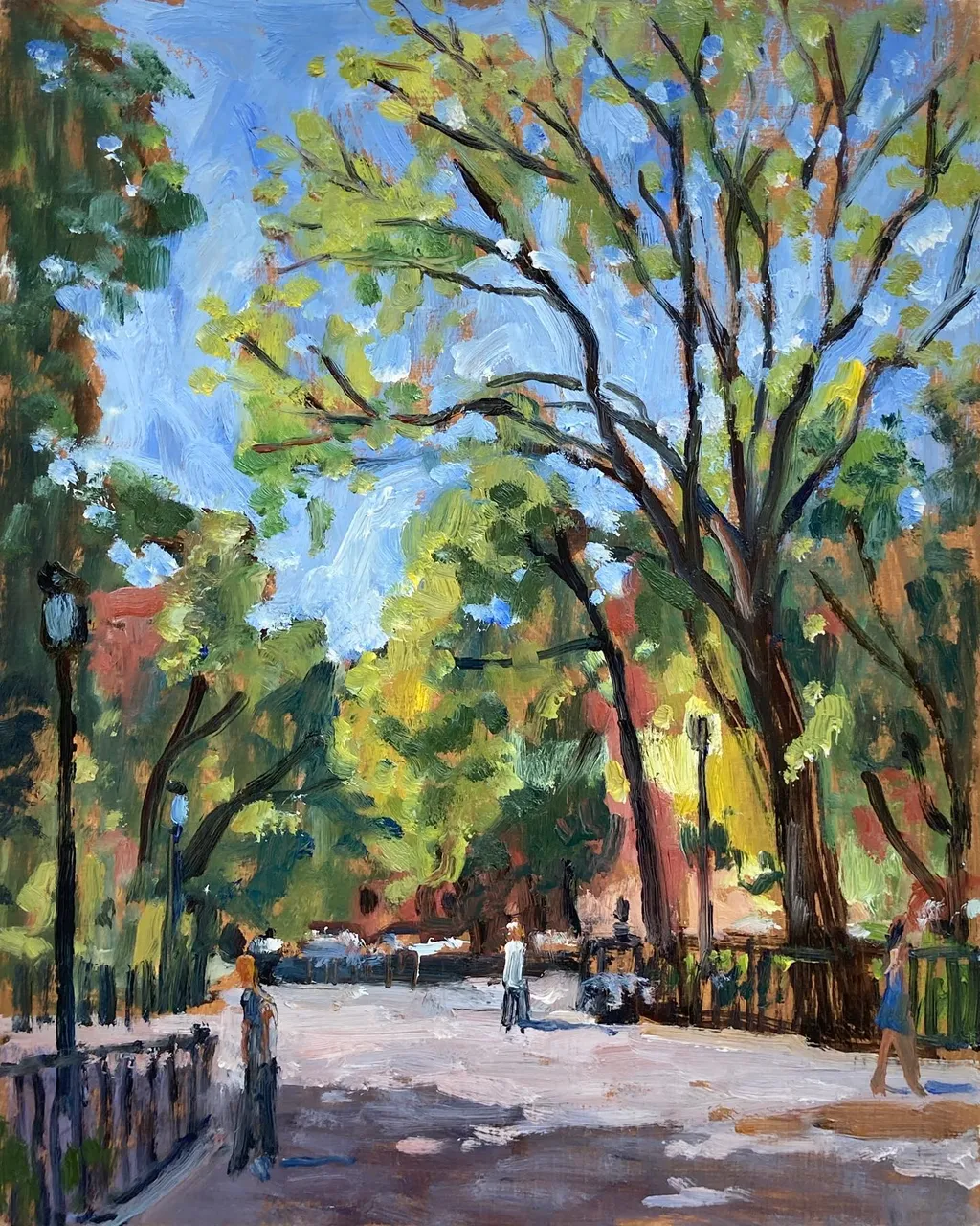 Good time painting on this fine spring morning, in Tompkins Square, NYC. 8x10 oil on panel, available #paintingsoftheeastvillage #paintingsoftompkinssquarepark #nycpaintings #springtimeinnewyork #nycpaintings #newyorkcityscapepaintings #newyorkcityscapepainter #eastvillagepaintings #eastvillagepainter #eastvillageart