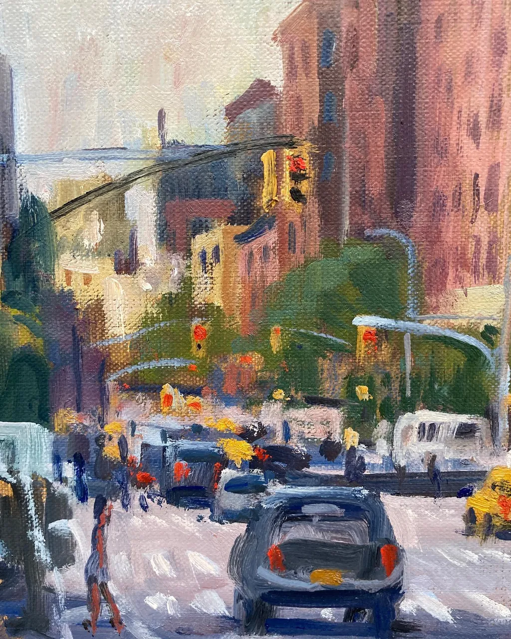 I’d meant to include these details and video from yesterday’s painting spot, which was literally in the road. Dangerous work this! #cityscapepainting #cityscapepainter #newyorkcityscapes #paintingnyc #pleinaircityscapes #pleinaircityscapepainting