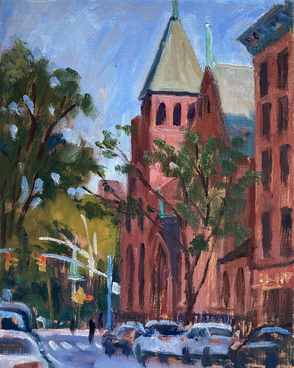 Today I was back in my favorite NYC neighborhood, painting on one of my favorite streets- East 10th between 1st and A. I worked on these 3 from 930 am till about 6. Now I am going to pass out, thank you very much. 16x20s on linen. #paintingsoftheeastvillage #paintingsofnewyorkcity #e10thstnyc #pleinaircityscapepainting #newyorkcityscapepaintings #newyorkcityscapepainter #eastvillagepaintings #eastvillagepainter #eastvillageart