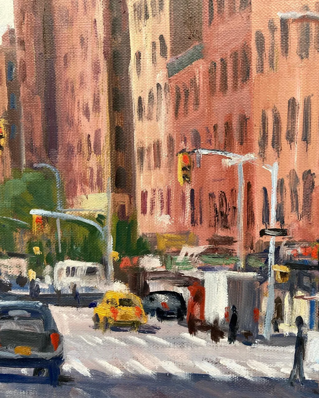Returned to Chelsea to work on a large painting, looking south on 9th Avenue from 26th street. It’s been a productive week of cityscape painting, thanks to my wife for enabling her street crazy husband. 18x24 oil on linen, available #newyorkstreetcrazy #newyorkstreetpainting #pleinaircityscape #paintingsofnyc #paintingsofchelsea #londonterracegardens #9thavenyc