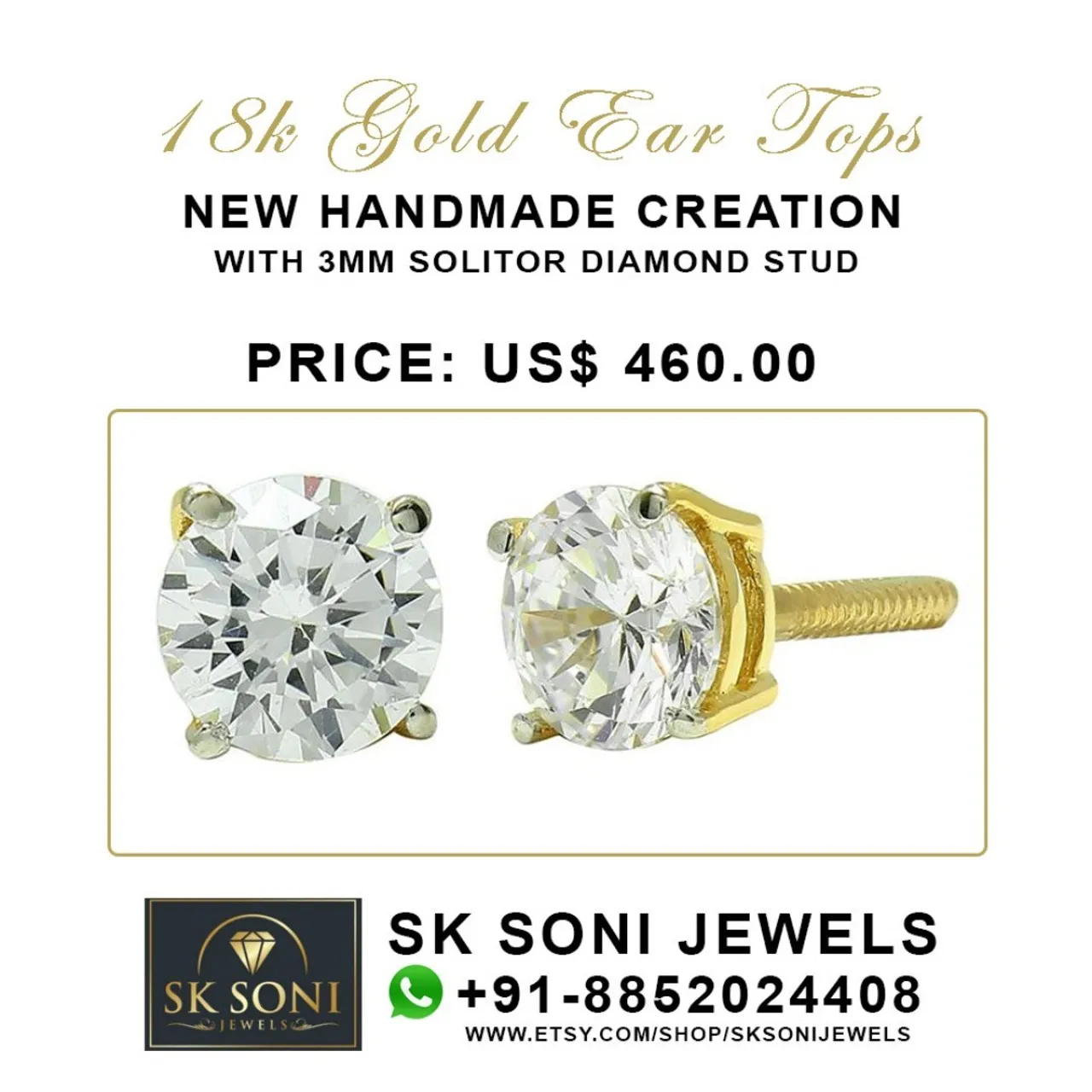 18k Gold Ear Tops New Handmade Creation With 3mm Solitor Diamond Stud

PRICE : US$ 460.00

ORDER NOW - https://rb.gy/v7avzm
.
.
.
#goldjewellery #gold #jewellery #jewelry #diamondjewellery #indianjewellery #bridaljewellery #fashion #goldjewelry #diamonds #jewellerydesign #rings #weddingjewellery #diamond #finejewellery #indianbride #polkijewellery #necklace #earrings #silverjewellery #designerjewellery #kundanjewellery #silver #k #goldnecklace #love #southindianjewellery #wedding #jewelrydesigner