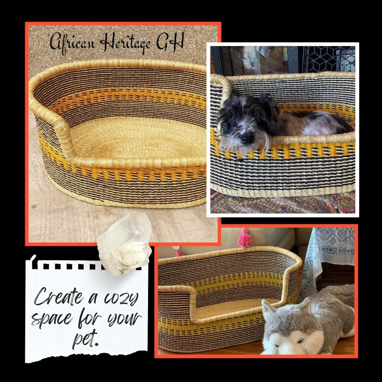 Dog house has excellent breathability, apply for all seasons, cool in summer and warm in winter. Stylish dog woven bed can provide dogs with an exquisite, comfortable and warm home, helping them improve sleep quality and reduce anxiety.
It  is the ideal solution and a great bed for your dog, not only they are small enough to fit in any place. It is also easy to transport from room to room.No matter where you are, your dog can sleep by your side. 
----
Shop Now: https://bit.ly/3OtnueZ
.
.
.
.
#africanheritage #personalizeddogbed #cutedogbed #dogbedfurniture #puppybed #designerdogbed #dogtoybasket #personalizeddogbasket #bags #sheabutter #allnatural #naturalproducts #handmadeproducts #highquality #bestcustomerservice #unique #safechoice #smartchoice #greatgifts #greatqualityproducts #competitiveprices
