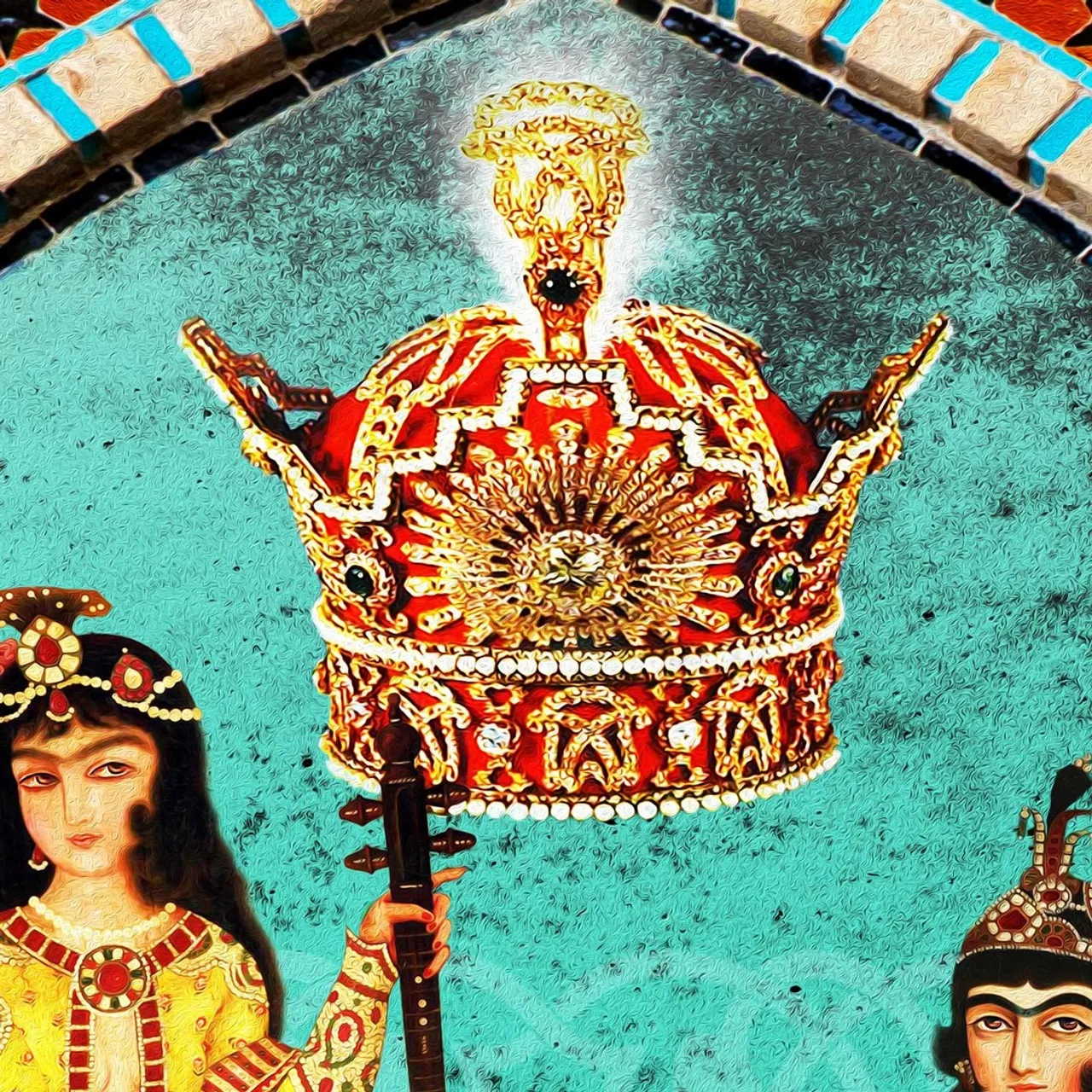 ✅ In this design, old Iranian #murals and the #Pahlavi Crown have been used. The Pahlavi Crown (#Persian: تاج #پهلوی) was the coronation crown used during the Pahlavi dynasty (1925–1979). It is held amongst the Iranian crown jewels by the current government of Iran.

█ Designed by one of the best Persian digital and hands-on designers.

✅ DELIVERY TIME: 8 - 12 Business Days
✅ Made in USA, Canada, UK, Europe or Australia.
✅ Items will ship from the nearest facility to your address.

█ This art print displays sharp, vivid images with a high degree of color accuracy. Choosing this high-quality reproduction offers you the best of both worlds of quality and affordability.
#oriavi #persianwallart #persianhomedecor #iraniangifts #persianartwork #modernart #persianart #persianrug