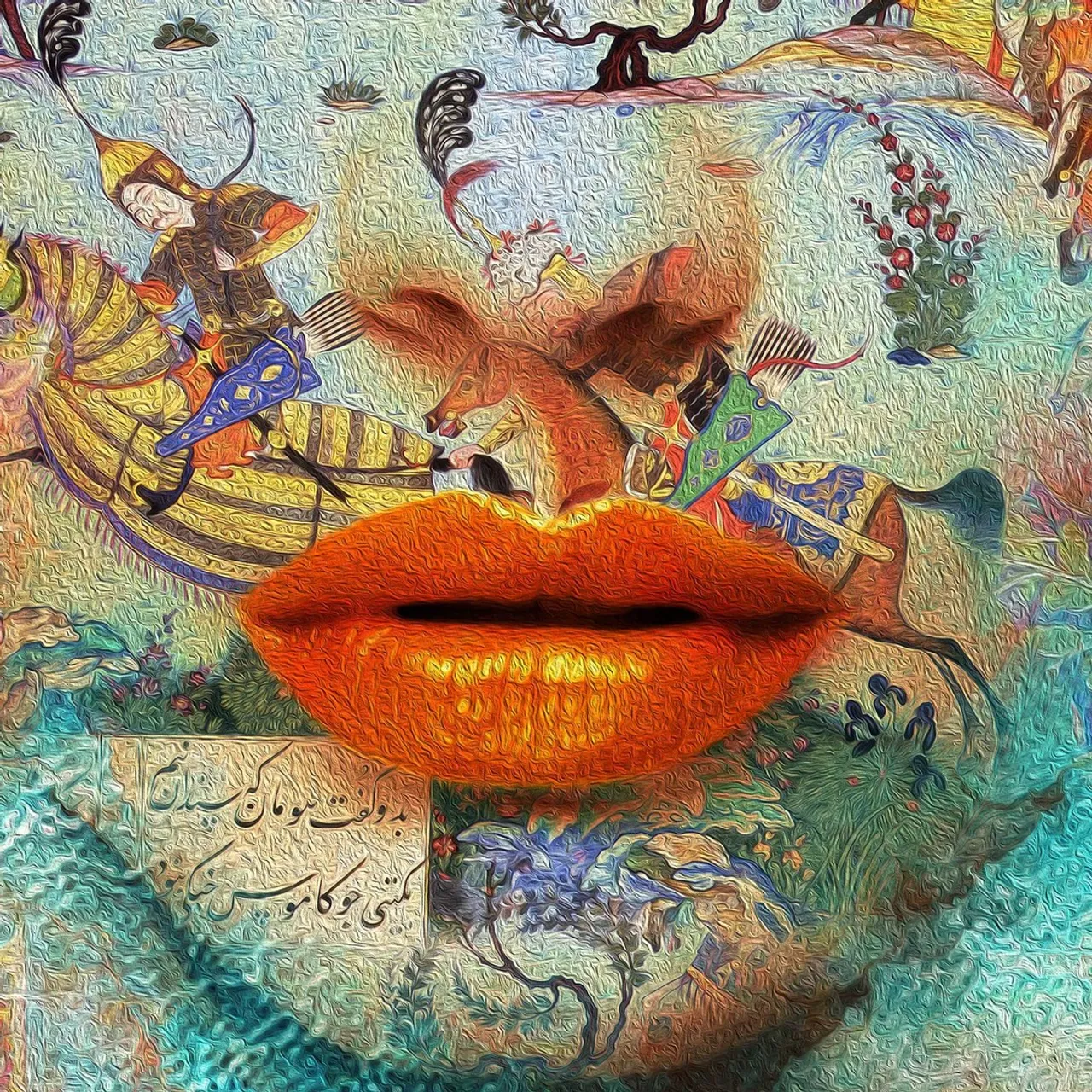 Artwork Name: Dance of Colors
About this artwork:
#Persian #Miniature, taken from #shahnameh by the great iranian poet #Ferdowsi integrated with #modern #art.
Designed by one of the best Persian digital and hands-on designers.
#oriavi #wallart #homedecor #walldecor #artwork #modernart #calligraphy