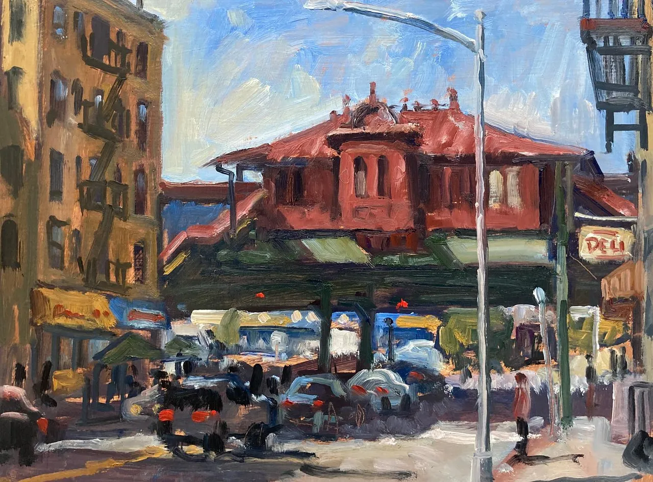 The first painting in the Bronx Friday was larger, 18x24. It has a more studied, calmer feel. So here it is, and a wrap up my work from this week. Don’t know what next week will bring, but I do have a bunch of blank canvases, just in case there’s a chance to paint #paintingsofnyc #paintingsofthebronx #bronxpaintings #bronxpainter#newyorkcityscapepaintings #nycpaintings #238thstreetstation #nycelevatedsubway #pleinaircityscapepainting
