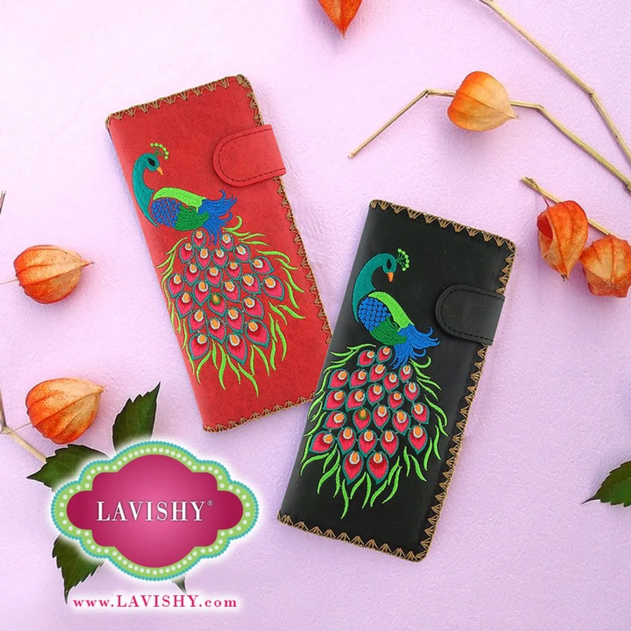 #onlineshopping for #embroidery #peacock #vegan large flat #wallet for #women by @lavishy at @lavishyboutique https://lavishy.ca/products/lavishy-peacock-embroidered-large-vegan-flat-wallet-for-women-98-211