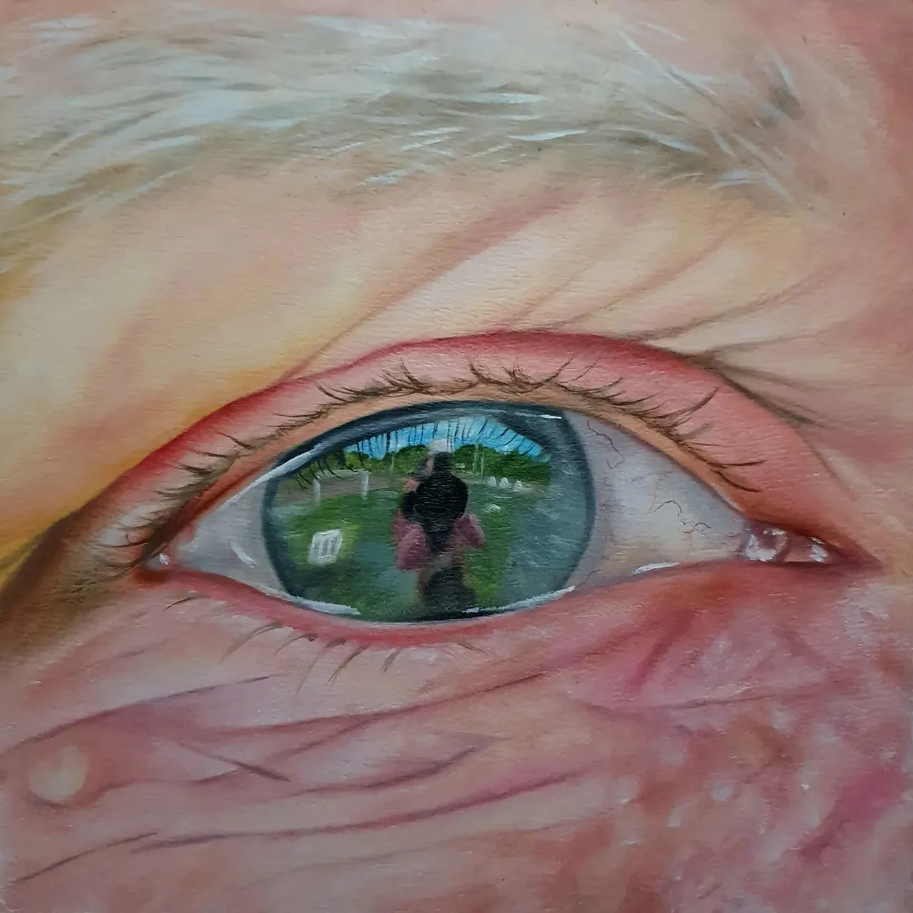 Eye: Harold van Kooten
We've opened our eyes
Oil on wood
20x20cm
Story of Harold
After more than 2 years of depression (from mild to very severe) and anxiety disorders, I came out of this intense period at the beginning of October 2021. In retrospect, this was a kind of "reset" (what's in the name.....😉), because from that moment on I started listening more to my intuition instead of my mind (although I didn't switch that off either).
This made me doubt the corona event and I decide not to take the booster. Unfortunately, the first 2 shots were already taken, because I went along with the "flow" due to my depression.
From the end of January 2022, I started investigating what is actually going on and that has provided me with a lot of knowledge so far. This knowledge is not always fun, sometimes bizarre, sometimes amazing. But all I can say is that in these 3 months I have learned more from history than in my entire school career. Everything, absolutely everything, has been turned upside down, but it still gives me much more peace of mind than when I was not awake. It may sound contradictory, but it feels that way.
I will continue with my journey of discovery and I will also search for other work because I have been living at home for 3 years and will organize my working life very differently from the past 25 years.
Debbie, thank you for the opportunity to share my story and good luck with this beautiful and loving project!
I am still looking for more eyes to paint, so are you interested in participating 👇🏼
https://www.debbievervoort.com/project-info
