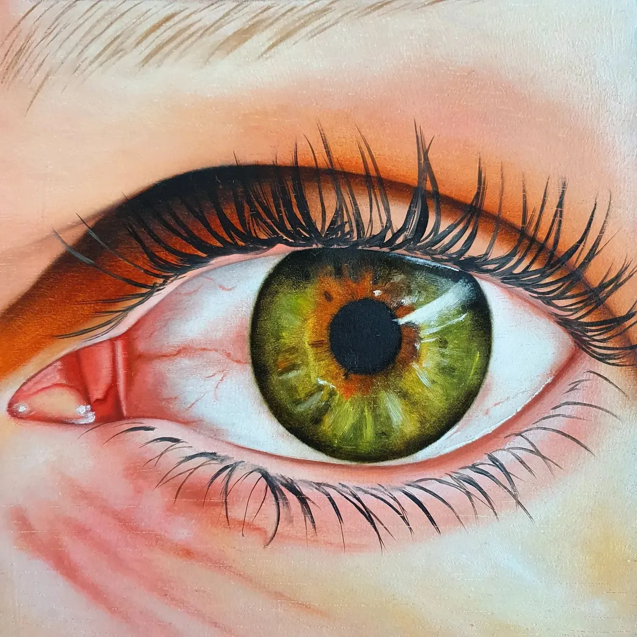 Eye: Ingeborg Stevens
We've opened our eyes
Oil on wood
20x20cm

Story of Ingeborg:

Eyes, the mirrors of the soul.

We can close our eyes to everything that is going on in this world.
But when we really dare to look, inside and outside ourselves, we see so much.
We see what is beautiful. We see what is not beautiful.
We see what really IS. Who we really ARE.
When we open our eyes wide. They dare to aim outwards and inwards.

We see Yin and Yang. We see light and we see dark.
And that everything on Earth is dual. And what needs healing.
The real goal is to fix our gaze on the heavens.
Bringing down to earth what we see and experience there. The light and the love.
With our feet firmly on the ground.

So that all light can shine on the dark and we can experience heaven on earth.
Inside and outside ourselves.
Let us really see ourselves and also the other, with soft eyes. And with the eyes of the heart.
With open eyes and open heart. Radiant and uninhibited and full of surrender and trust as the eyes of our children, our future.

Soft, light, loving, true power. That what we really are.
Our soul, reflected in our eyes.

Eyes, mirrors, awake and open, so confrontational...but so pure, so real and true.......

Love,
Ingeborg XXX

More information about this art project or interested in participating 👇🏼
https://www.debbievervoort.com/project-info