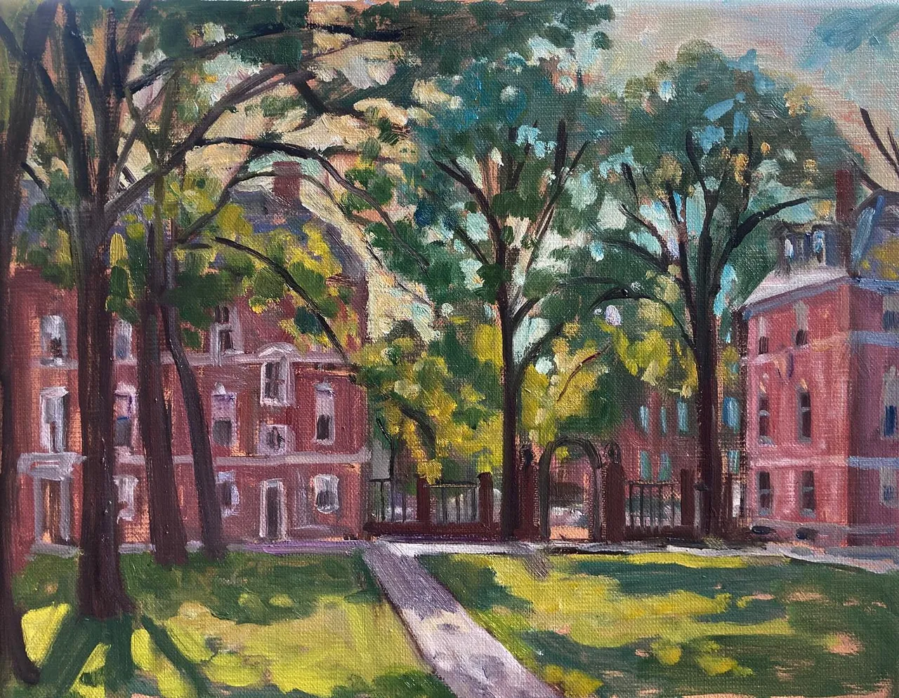 Looking into the light, it’s hard to make out color or values, and end up just winging it. 11 x14 oil on linen, available #williamscollege #williamstownma #pleinairsummer #pleinairpainting #northernberkshires #allaprimalandscapeoilpainting #berkshirespleinair