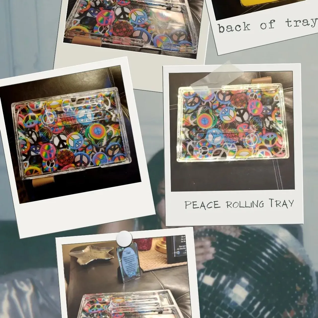 Newest tray - Peace Tray with bright fairy lights! I love all the color. I like it so much I'm going to make at least one more of the same. #fairylightrollingtray #rollingtray. #rollingtray #litrollingtray #resinart #lightedrollingtray #blackownedbusiness #resinrollingtray #womanownedbusiness