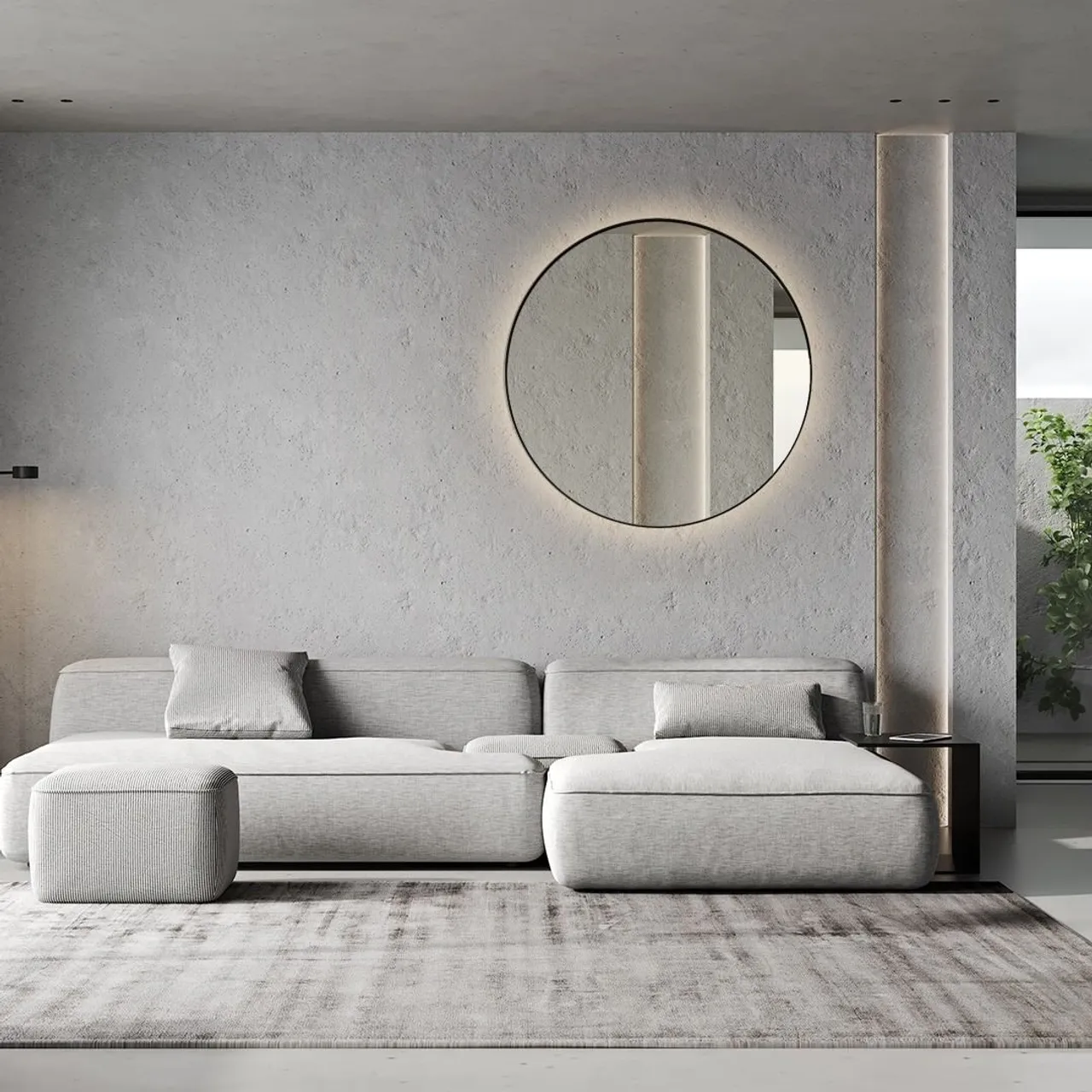 Wandspiegel mit Aluminiumrahmen und LED. Der runde Spiegel, mit integriertem Licht, beleuchtet die Wand auf sanfte Art in einem schönen Lichteffekt, fast wie der Mond bei einer Sonnenfinsternis. So entsteht stimmungsvolles und elegantes Licht. Kreisrunder Spiegel mit Aluminiumrahmen und Ambiente Beleuchtung hier technische Informationen dazu:

moderner Wandspiegel – Alu-Rahmen schwarz und integrierter LED-Beleuchtung
moderner runder Spiegel mit Alu-Rahmen schwarz matt
ø 600 mm, 700 mm, 800 mm oder ø 900 mm
mit moderner LED, Lichtfarbe 3100K, 4000 K oder 6000 K
enthält Leuchtmittel der Energieeffizienzklasse A++
Erhältlich mit den Optionen: Zusätzliches Licht, Spiegelheizung, Kosmetikspiegel zum Kleben

#Bad #Dusche #LedSpiegel #BadSpiegel #LichtSpiegel #WandSpiegel #KristallSpiegel #SpiegelSchrank #BadSpiegelLed #IkeaBadSpiegel #BadSpiegelRund #WandSpiegelBad #LEDWandSpiegel #WandspiegelMitLicht #BadSpiegelMitAblage #BadEzimmerSpiegelLicht #BadSpiegelMitBeleuchtung #LedSpiegel