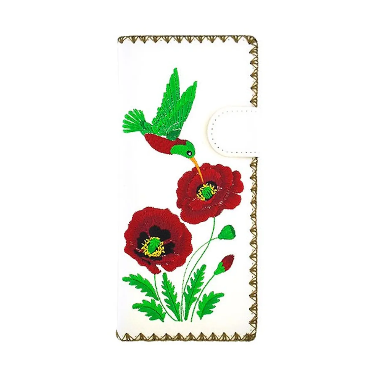 From Elma collection for #holiday season 2022 designed by #vegan brand @LAVISHY, this large flat wallet features delightful #hummingbird & #poppy #flower #embroidery motif with #bohemian vibe inspired by a #Ukrainian painting. Made with Eco-friendly vegan materials that are toxic-free, recyclable and biodegradable. It's great for everyday use, also makes a charming #gift idea for family & friends especially for those who celebrate #Ukraine & Ukrainian culture or just love #bird & #flower.