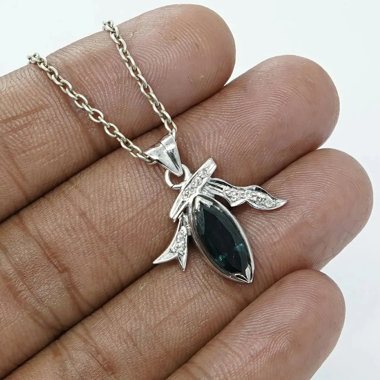 Handmade silver pendant with natural diamond and gemstone
Visit.
Sksoni.etsy.com