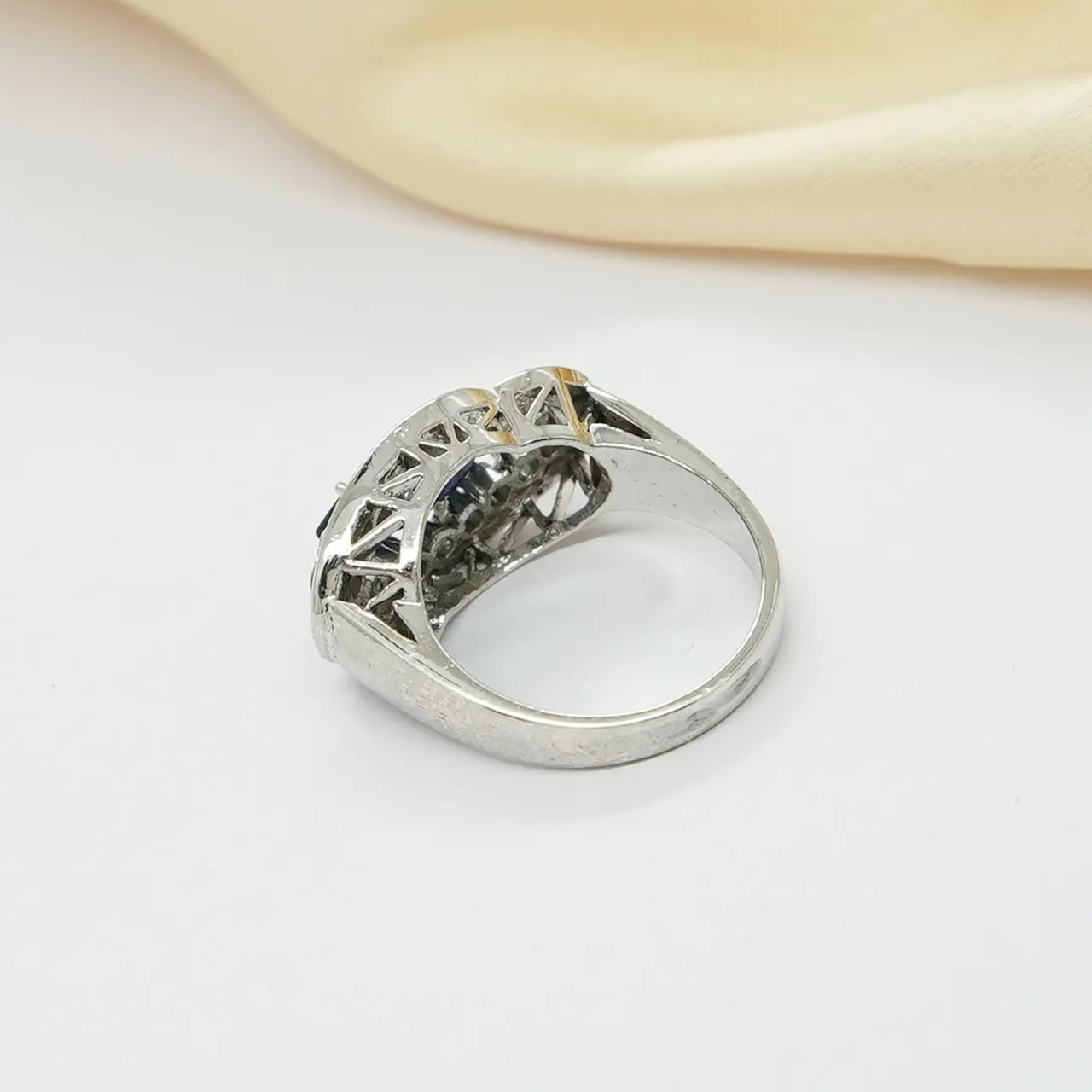natural diamond and natural blue sapphire ring 
please visit
sksonijewels.etsy.com