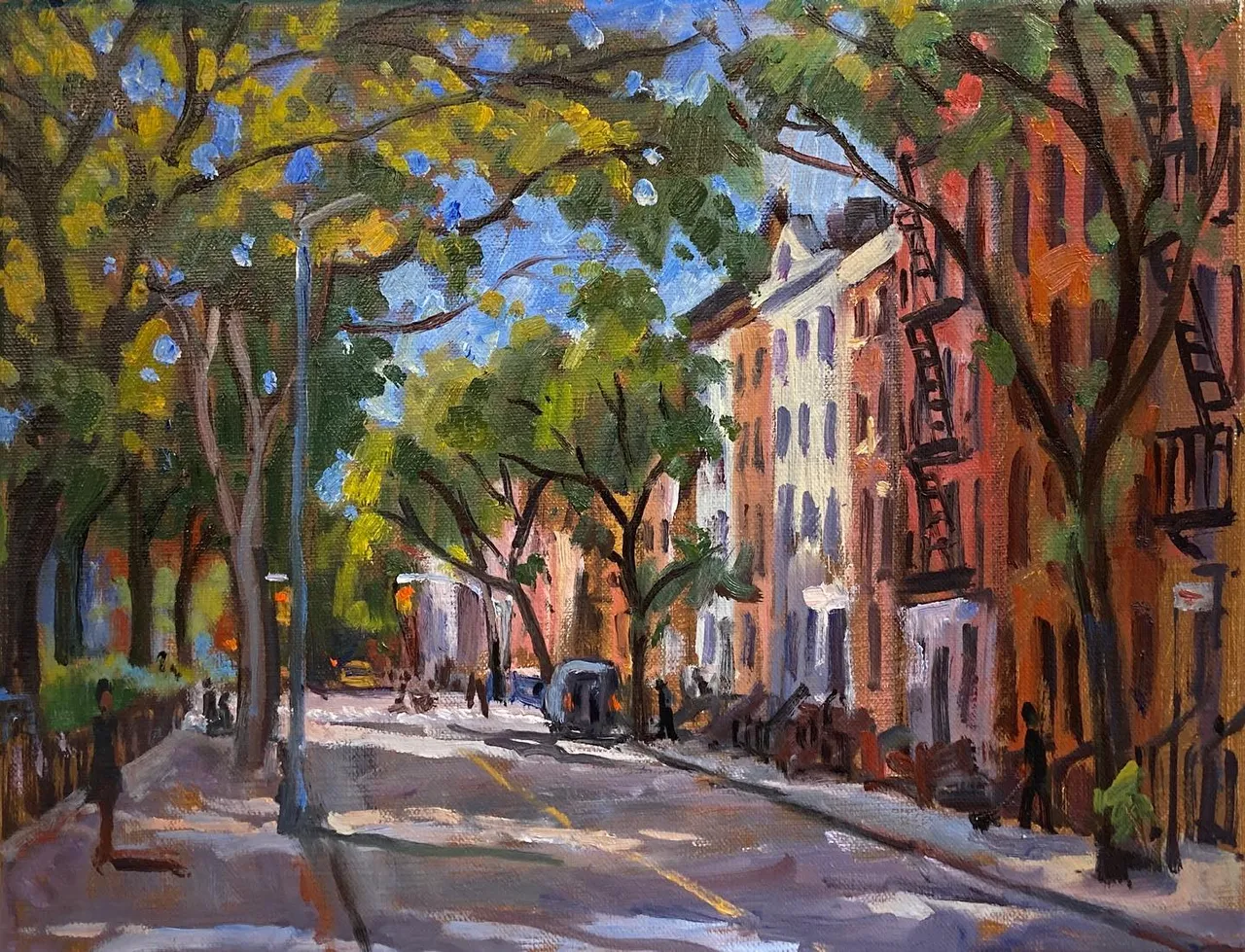 Today’s efforts from East 10th between Avenues A and B. It’s one of the purdiest blocks in New York. There are also metal trash cans here. 11x14 oil on linen, sold #paintingsoftheeastvillage #paintingsofnewyorkcity #e10thstnyc #pleinaircityscapepainting #newyorkcityscapepaintings #newyorkcityscapepainter #eastvillagepaintings #eastvillagepainter #eastvillageartist #newyorkpaintings #nycpaintings #nyctenements