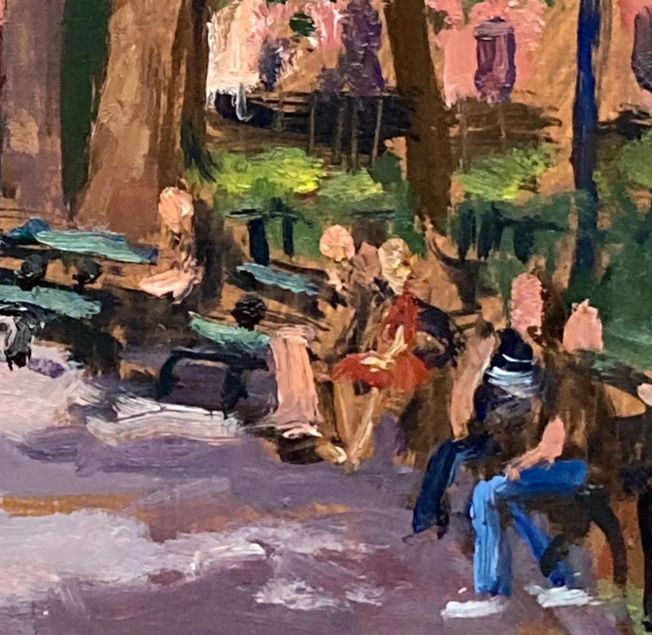 Painted this small oil from a favorite corner in Tompkins Square yesterday. I love painting the red buildings popping through the spring green trees, and the dappled light on the path. 8x8 oil on panel , available #paintingsoftheeastvillage #paintingsoftompkinssquarepark #nycpaintings #springtimeinnewyork #newyorkcityscapepaintings #newyorkcityscapepainter #eastvillagepaintings #eastvillagepainter #eastvillageart #nycparkpainting