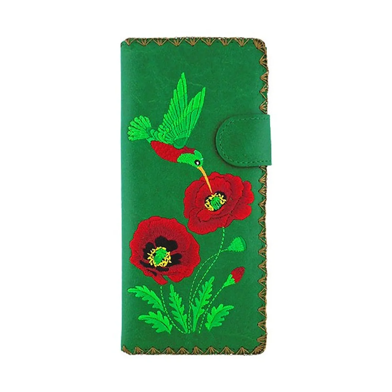From Elma collection for #holiday season 2022 designed by #vegan brand @LAVISHY, this large flat wallet features delightful #hummingbird & #poppy #flower #embroidery motif with #bohemian vibe inspired by a #Ukrainian painting. Made with Eco-friendly vegan materials that are toxic-free, recyclable and biodegradable. It's great for everyday use, also makes a charming #gift idea for family & friends especially for those who celebrate #Ukraine & Ukrainian culture or just love #bird & #flower.