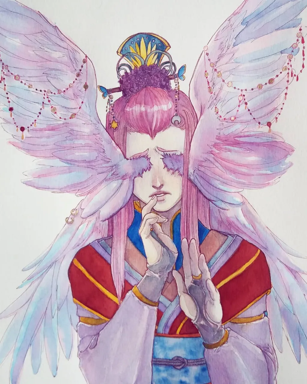 [Amor]
Swipe for details!

I stuck with this color-palette for his design and I'm very proud of this one .w///.
It belongs to [Psyche], which you can also find in my gallery 💕

#meiran_illustration #watercolor #aquarell #boyslove #shounenai #illustration #illustrator #zeichnung #deutscheillustratoren #deutschezeichner #germanmangaka #mangaart #deutschemangaka #semirealism #zeichner #イラスト #イラストレーター #水画 #少年愛 #美少年 #bishounen #characterdesign #oc