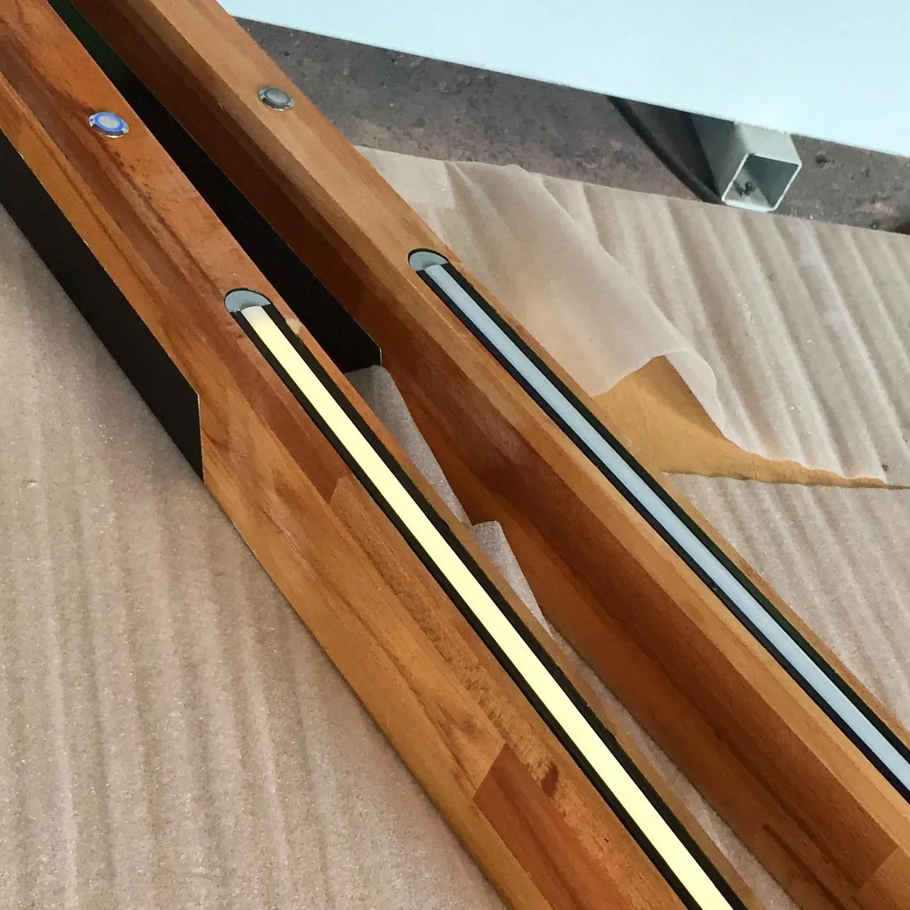 LED Ahşap Lambader, 9x150 cm, Mermer taban, Dokunmatik dimmer kontrol / LED Wooden Floor Lamp, 9x150 cm, Marble base, Touch dimmer control #lightingdesign #floorlamp #wooddesign