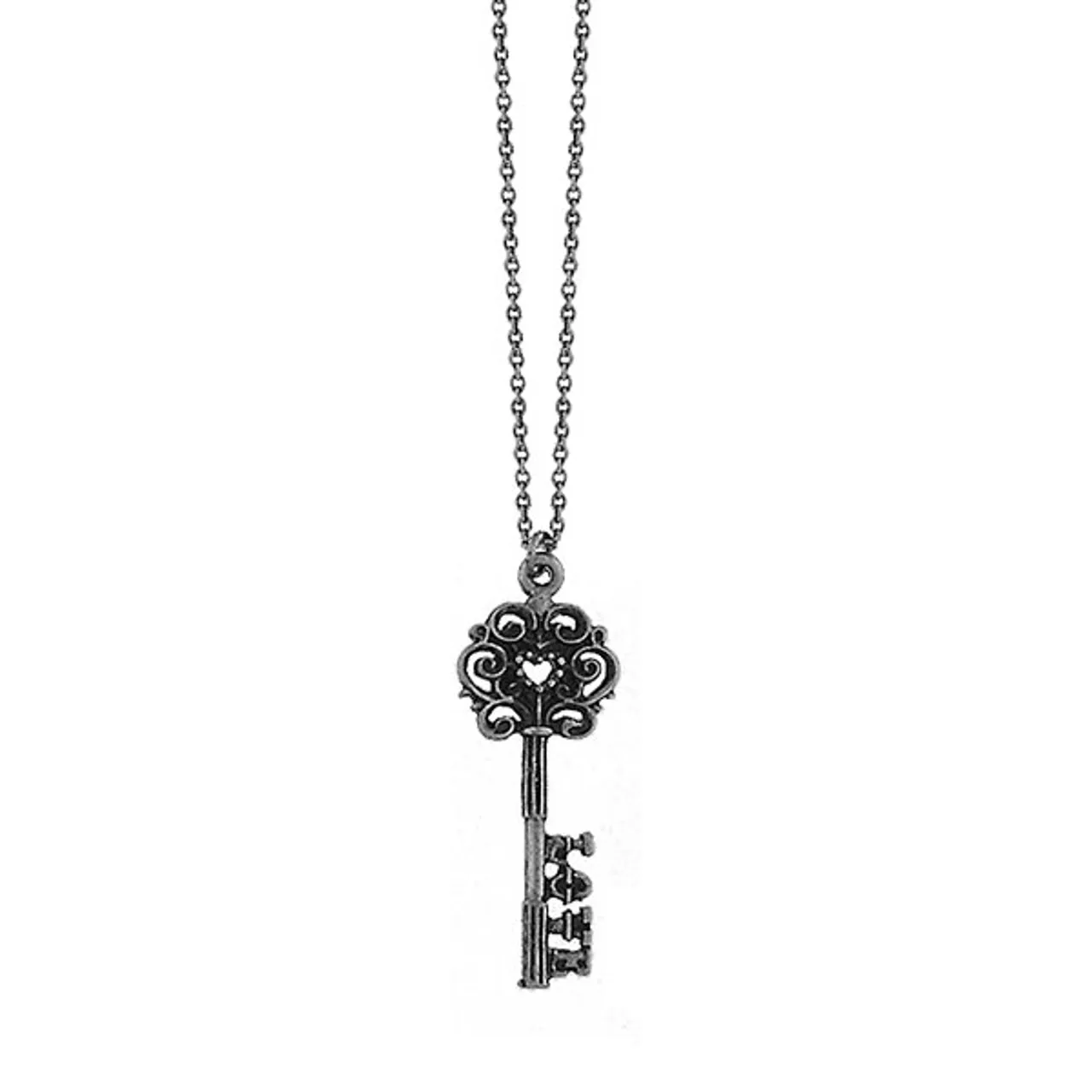 LAVISHY 883-102 vintage style key of love necklace: From Flare collection by LAVISHY, this handmade vintage style key of love pendant necklaces were original designs of LAVISHY. We are quit proud of this design where you place a heart shape in the middle of the top part the key and LOVE at the end of the key. They make great gifts for your loved one.
Base metal: Zinc alloy
Plating: Imitation silver, gold, brass, antique silver & antique gold
Safety: Nickel & lead free, non-allergenic / hypo-allergenic
Measurement:
 -Pendant:  inch /  cm
 -Chain: 18 inch with 2 inch extension chain LAVISHY logo tag
Wholesale available at www.lavishy.com with other unique & fun fashion jewelry for gift shop & boutique buyers. We ship worldwide since 2001.