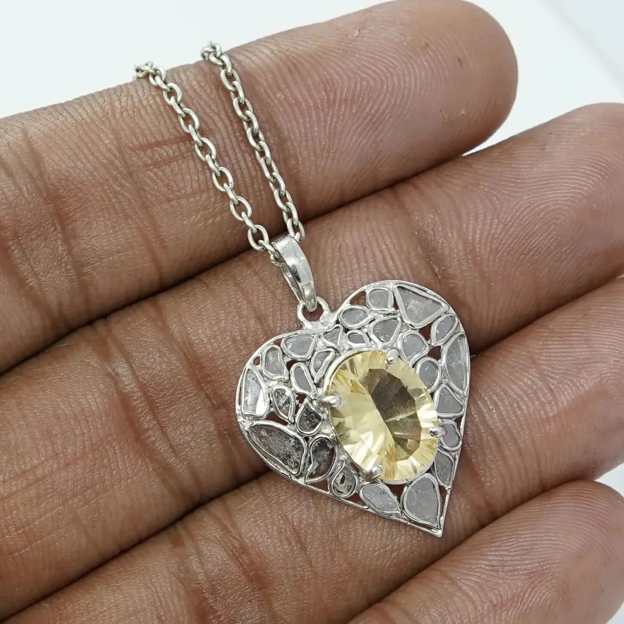 Handmade silver pendant with natural diamond and gemstone
Visit.
Sksoni.etsy.com