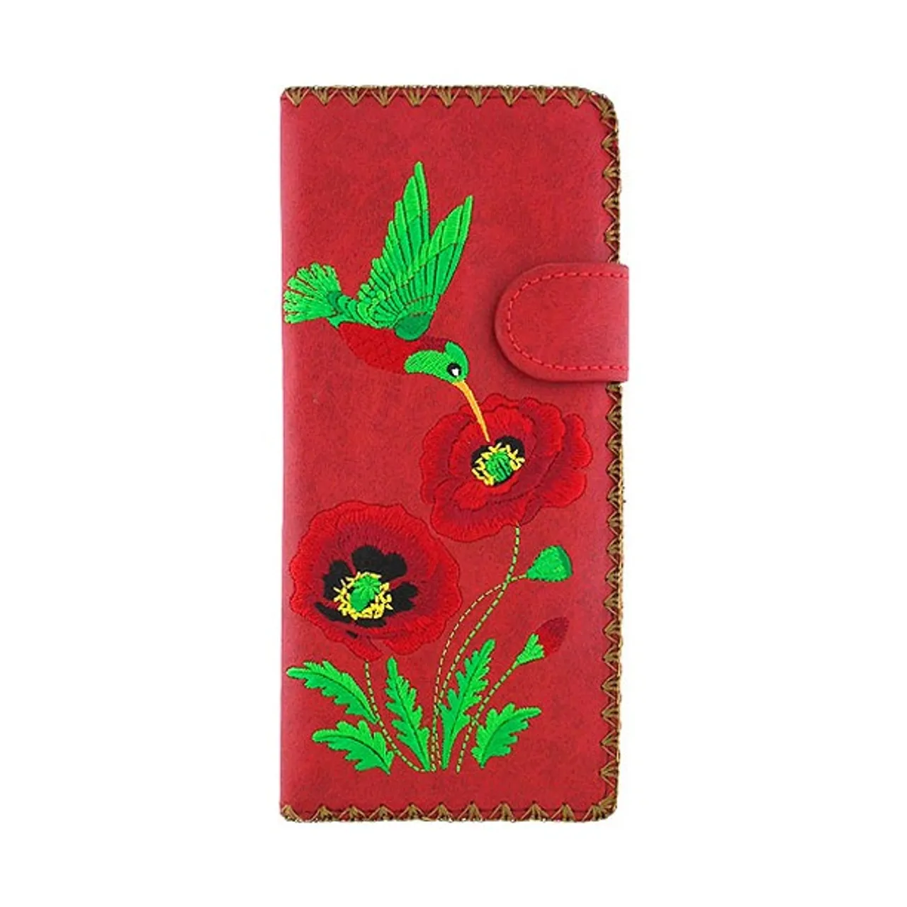 From Elma collection for #holiday season 2022 designed by #vegan brand @LAVISHY, this large flat wallet features delightful #hummingbird & #poppy #flower #embroidery motif with #bohemian vibe inspired by a #Ukrainian painting. Made with Eco-friendly vegan materials that are toxic-free, recyclable and biodegradable. It's great for everyday use, also makes a charming #gift idea for family & friends especially for those who celebrate #Ukraine & Ukrainian culture or just love #bird & #flower.